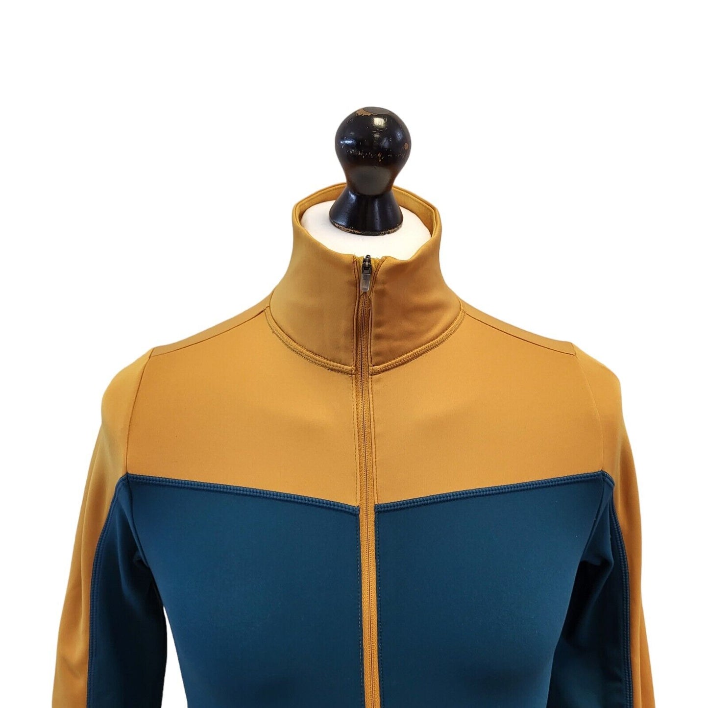 Nike Dri-Fit Activewear Top Long Sleeve 1/4 Zip Blue Orange Mens Uk XS G365