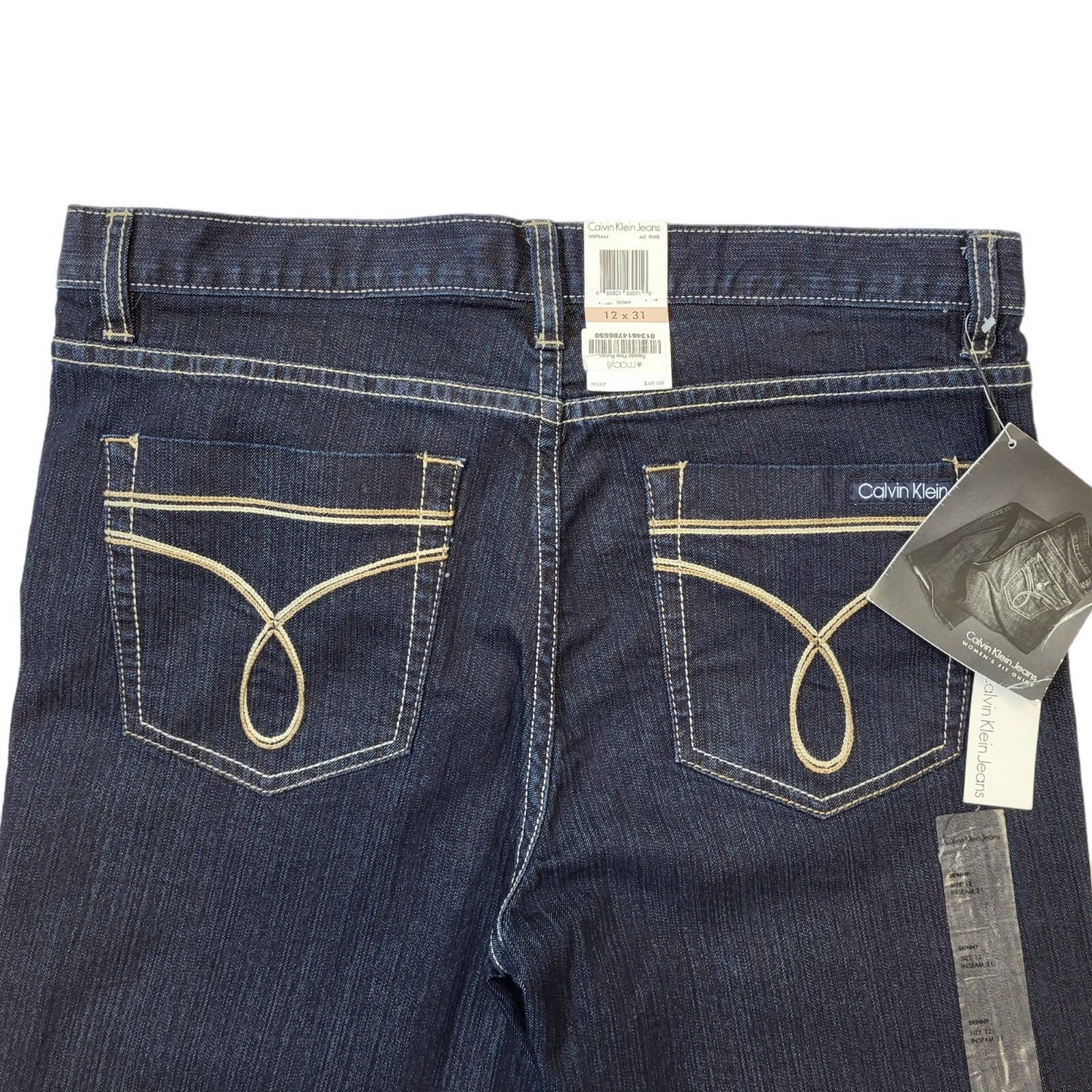 Calvin Klein Dark Blue Skinny Denim Jeans UK Women's 12 W30 L31 Bnwt G210