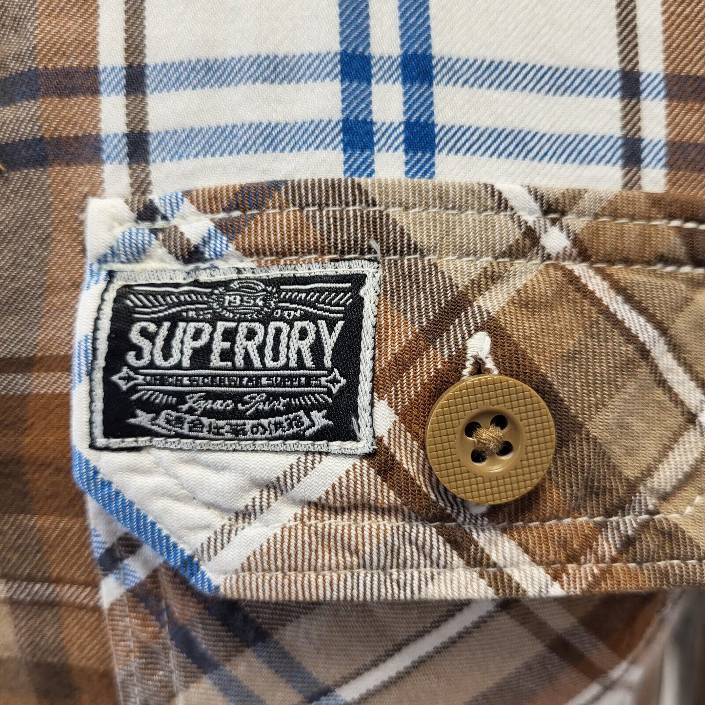 Superdry Brown White Check Long Sleeve Casual Shirt Uk Women's S Eu 36 G278