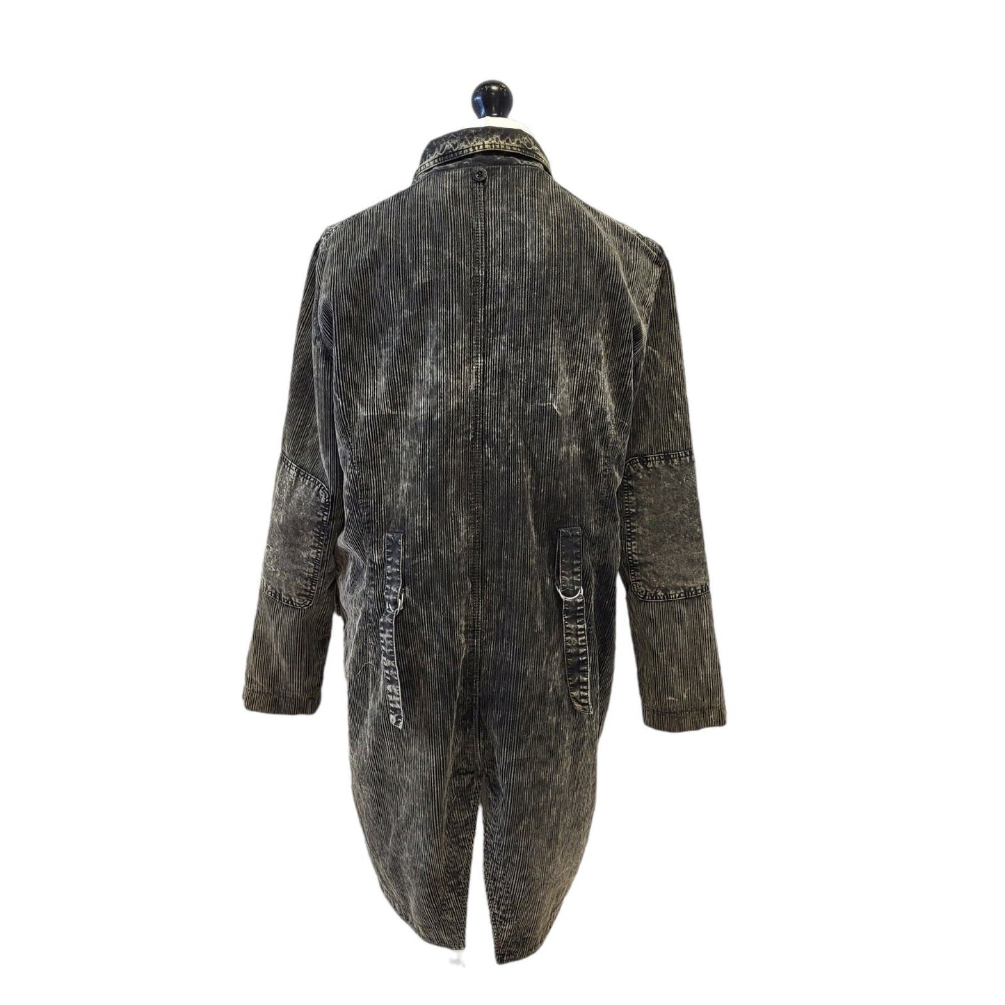 Fake London Corduroy Grey Black Collared Coat Mens M G161