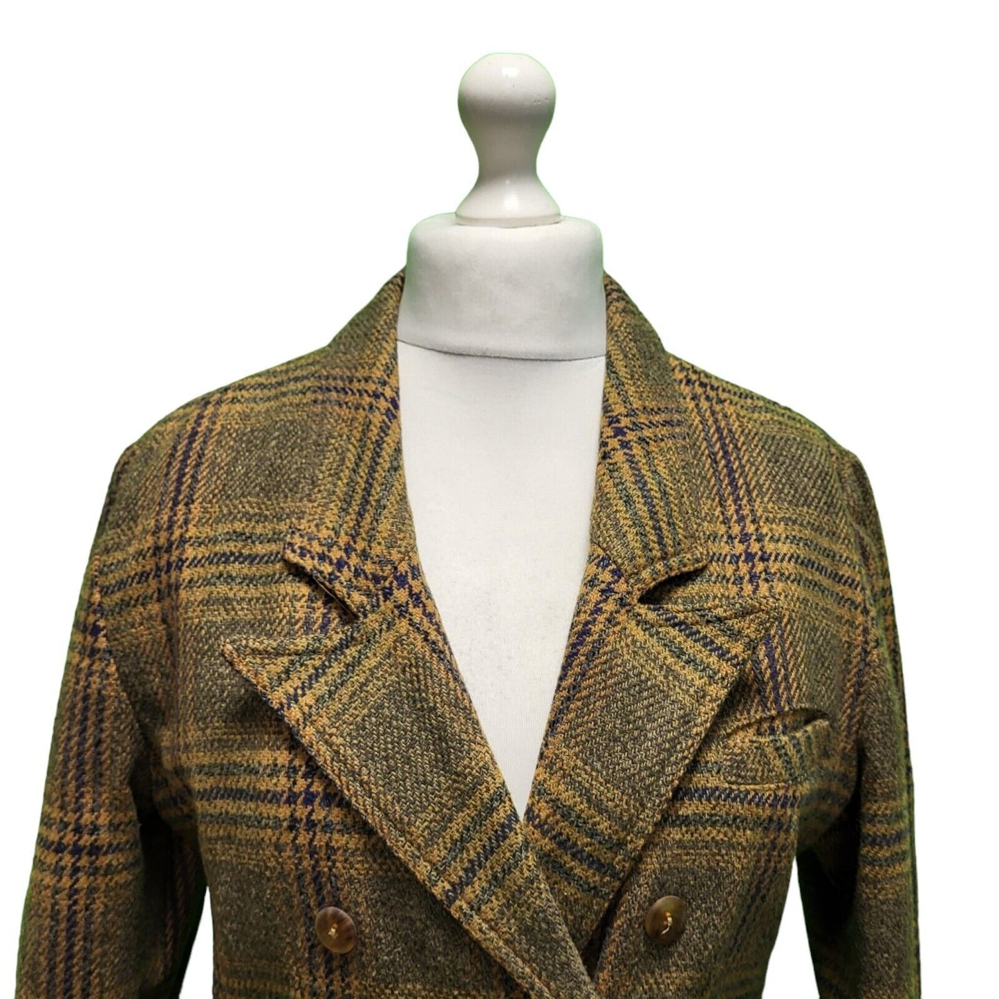 Vintage Brown Check Button Collared Jacket Women's UK S 8 EU 36 H79