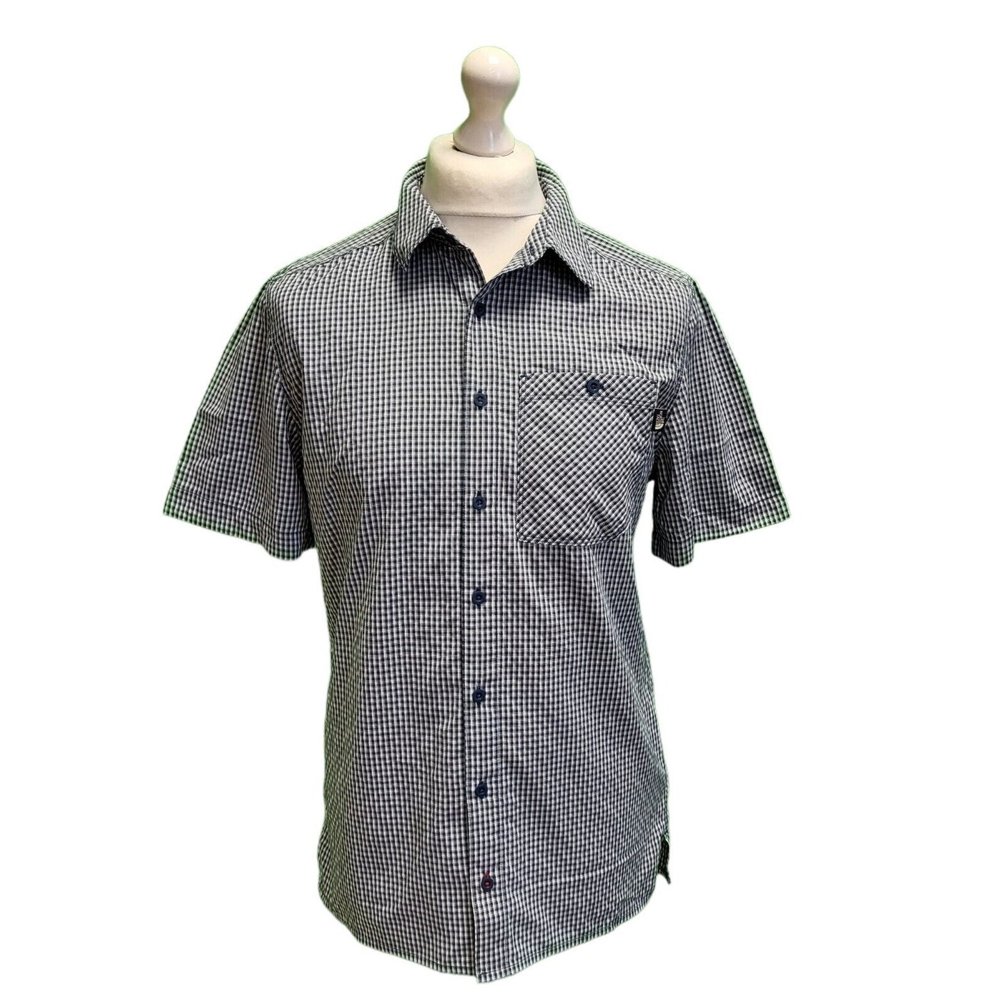 The North Face Blue White Check S/Sleeve Collared Shirt Men's UK M eu 50 H379