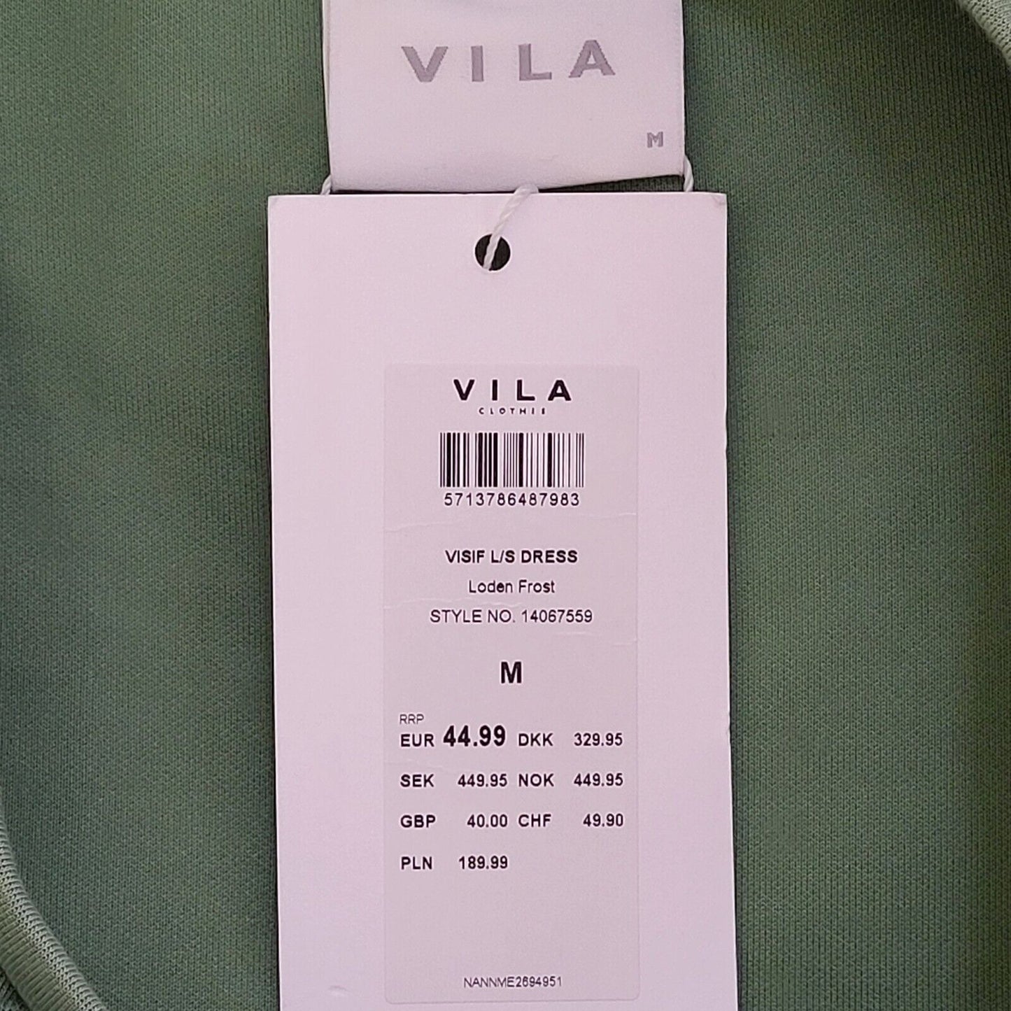 Vila Jumper Dress Green Long Sleeve BNWT UK Size Medium G388