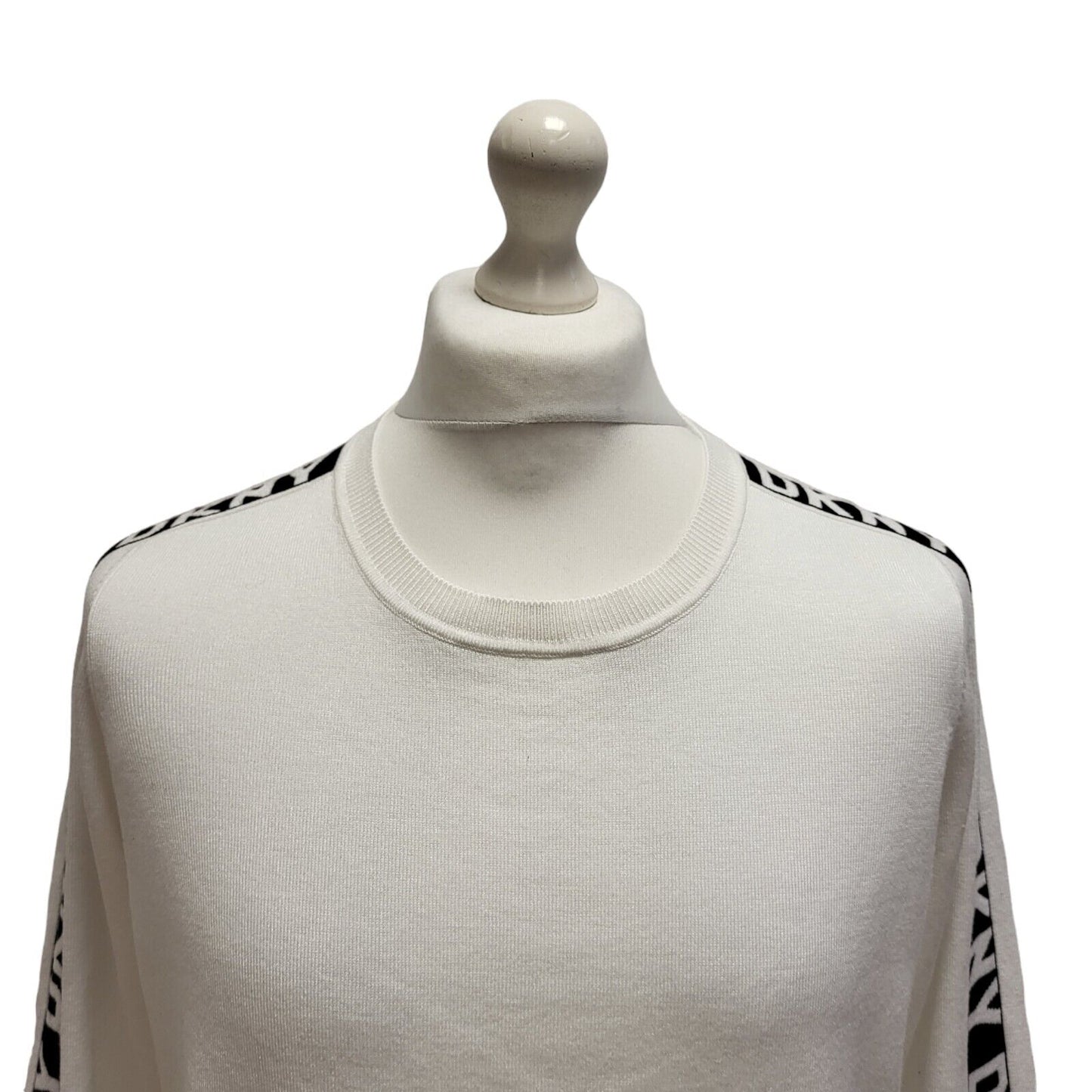 DKNY White Crew Neck Slim Fit Cotton Jumper Uk Men's Large BB280