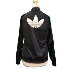 Adidas Black White Trim Zipped Tracksuit Top Jacket Women's UK 6 XS G784