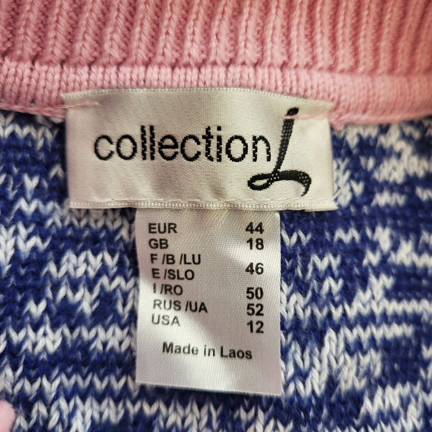 Collection L Pink Blue Striped Collared 1/4 Zip Knit Jumper Women's UK 18 H230