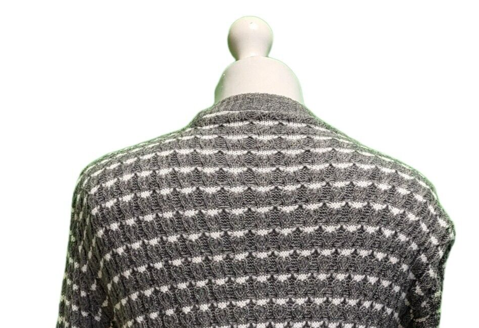 Vintage Grey Geometric Round Neck Wool Blend Jumper Uk Women's S 8 H715