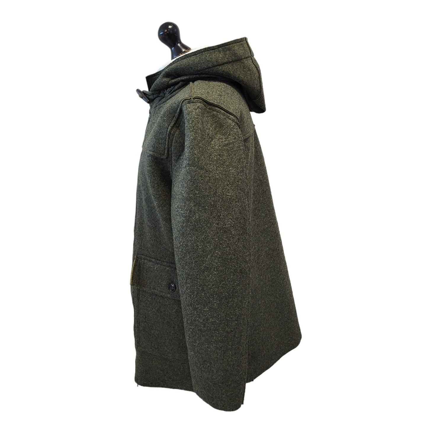 Individual Green Wool Blend Hooded Jacket Uk Men's Medium G708