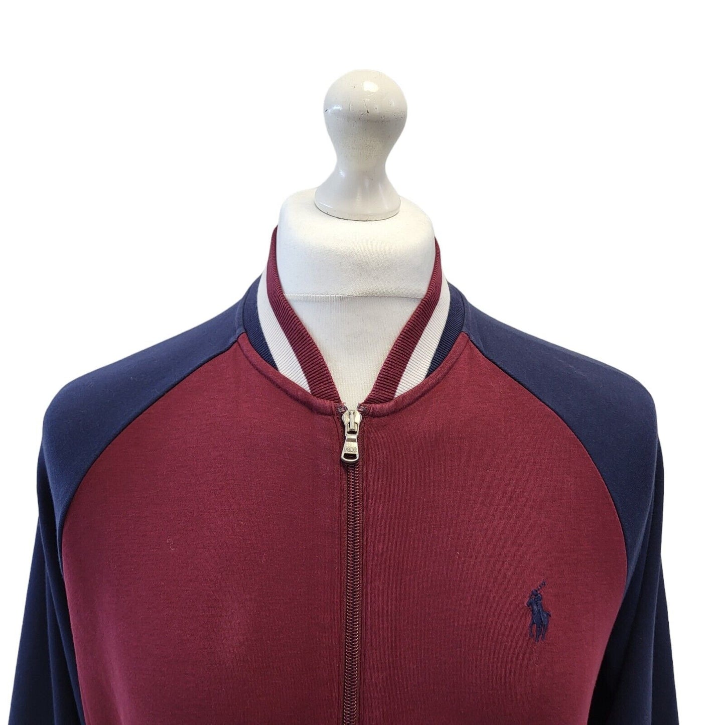 Polo Ralph Lauren Maroon Navy Zip Casual Sweatshirt Top Men's Uk S H100