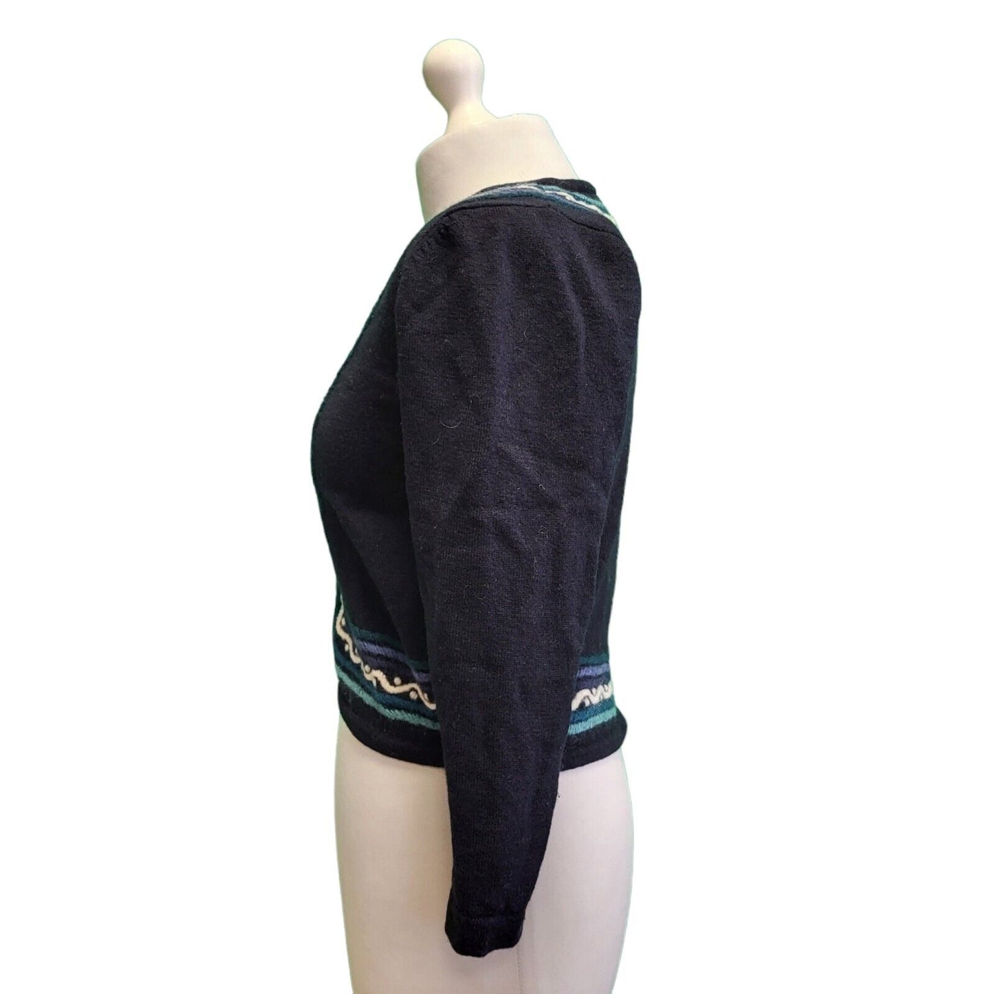 Country Casuals Blue Knit Button Front Wool Cardigan Women's UK Small H177