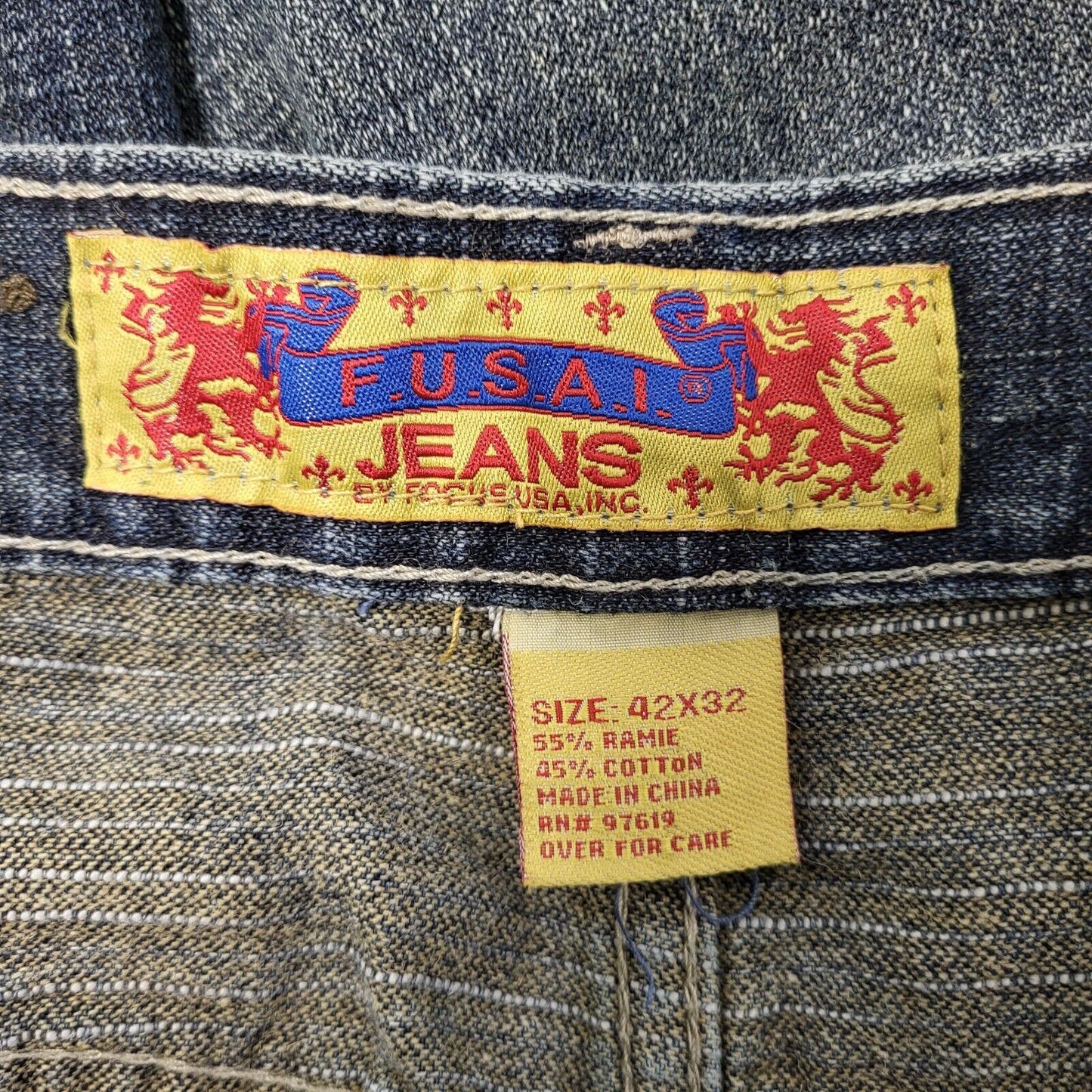 Fusal Dark Blue Straight Denim Jeans Men's uk 4xL W42 L32 H667