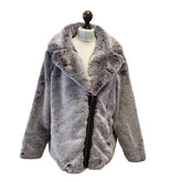 Anthology Faux Fur Grey Full Zip Coat Womens BNWT UK 16 EU 44 G172