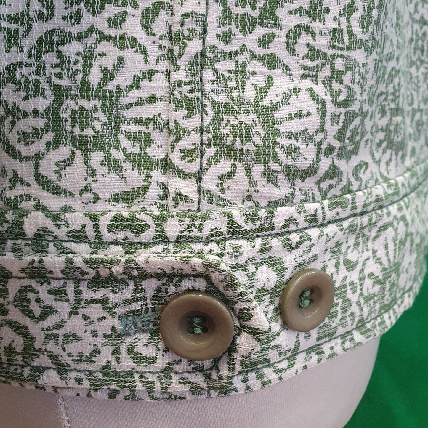 Foxcroft Green White Button Cotton Dress Jacket Women's uk 10 M eu 38 G814