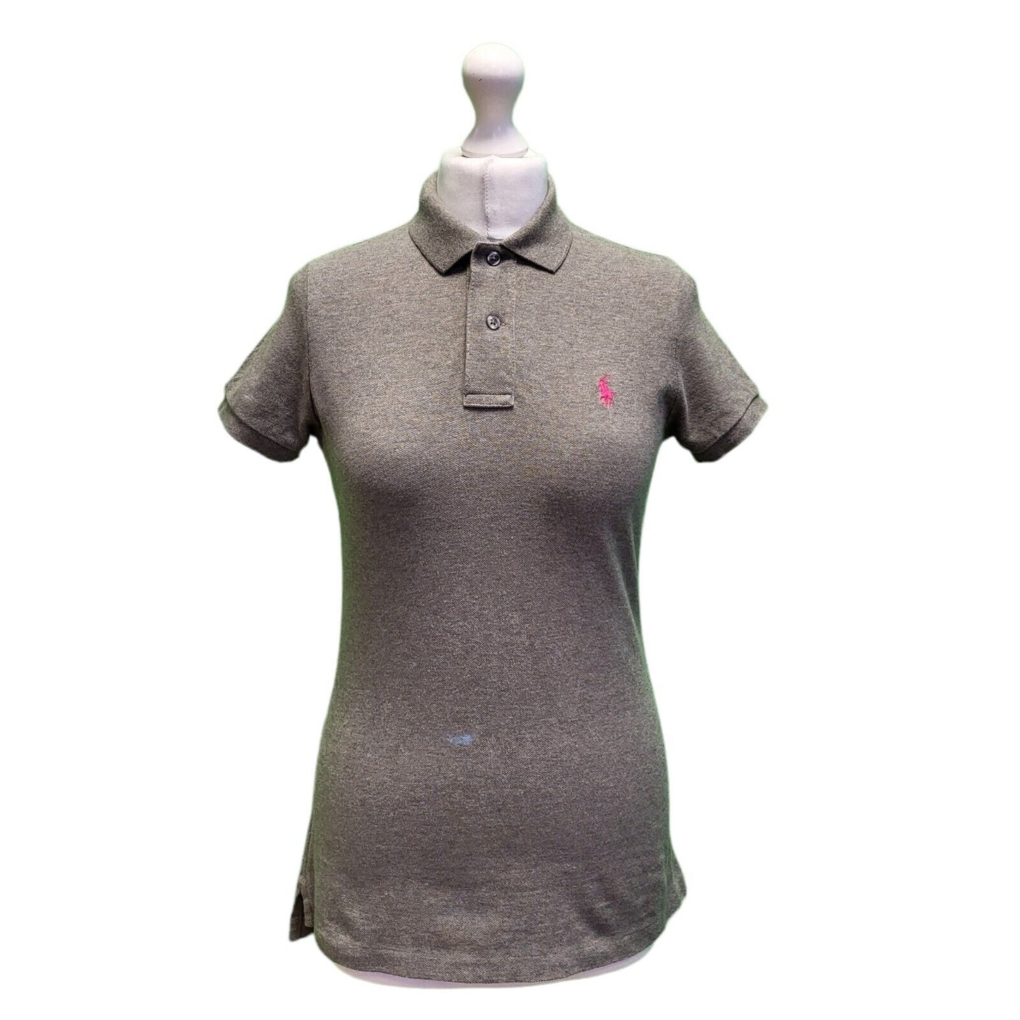 Ralph Lauren Grey Skinny Polo Shirt Women's UK Medium H679