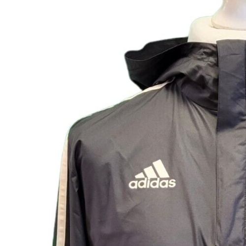 Adidas Black White Trim 1/4 Zip Lightweight Hooded Sport Jacket Men's UK S H133