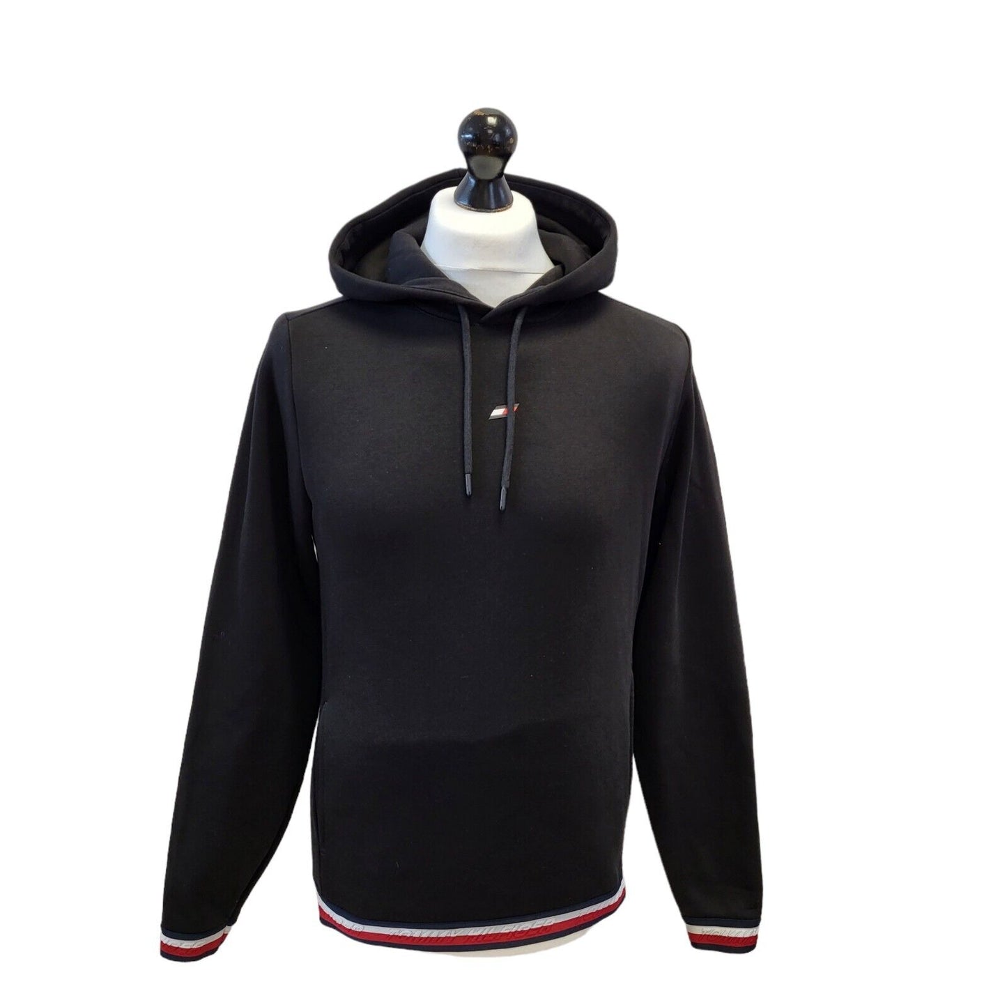 Tommy Hilfiger Hoodie Black Pullover Drawstring Mens UK S EU 48 G129