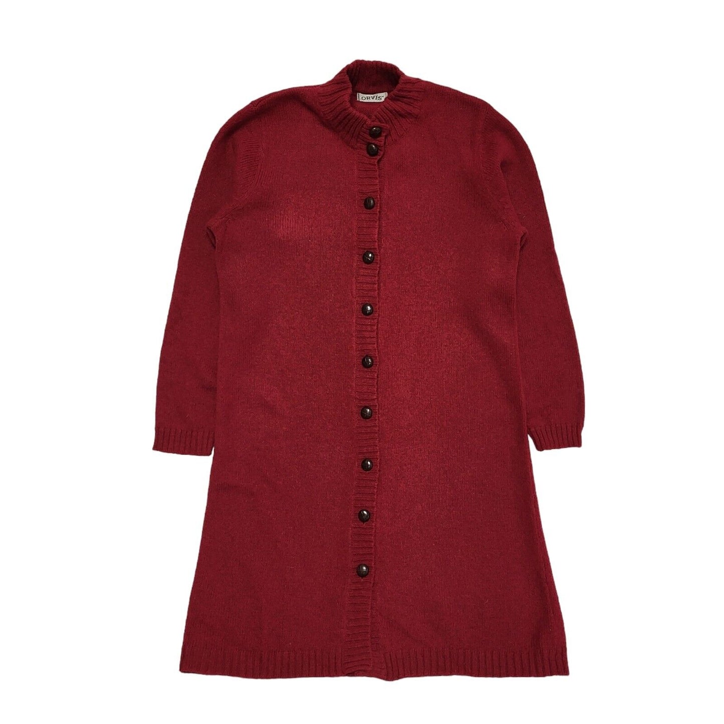 Orvis Cardigan Long Red Button Up Cardigan Uk Women's Size M G402