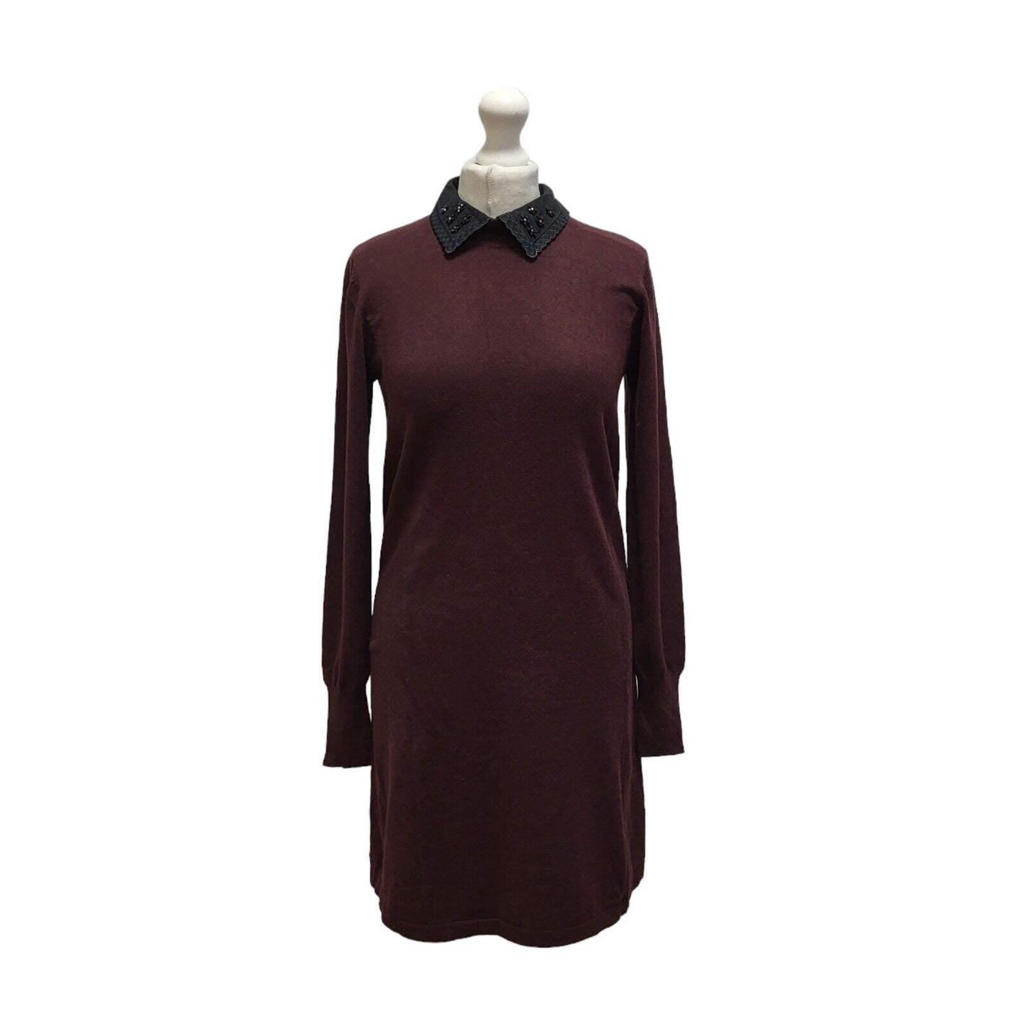 Oasis Burgundy Long Sleeve Shift Dress UK Women's 8 Bnwt BB360