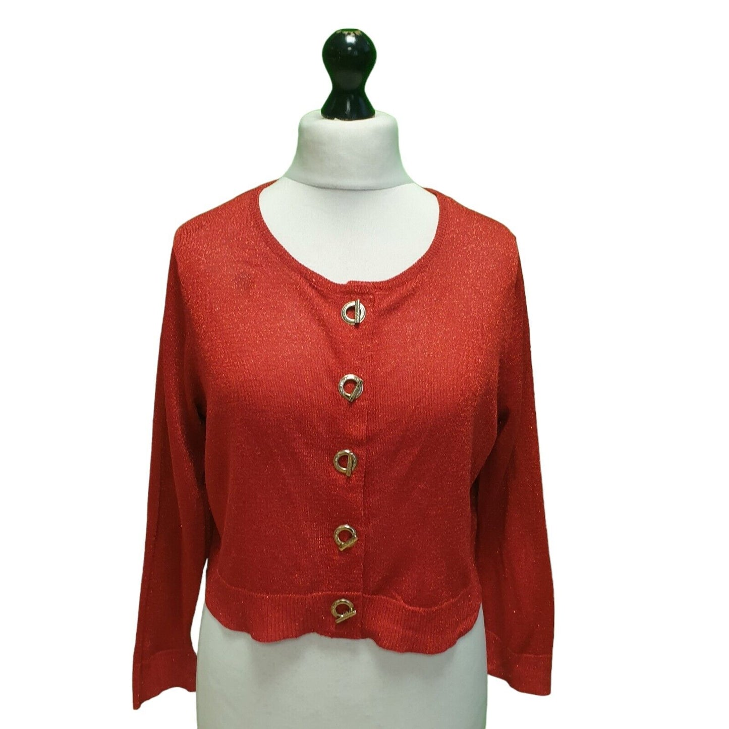 Calvin Klein Red Glitter Toggle Cardigan UK Women's Large H950