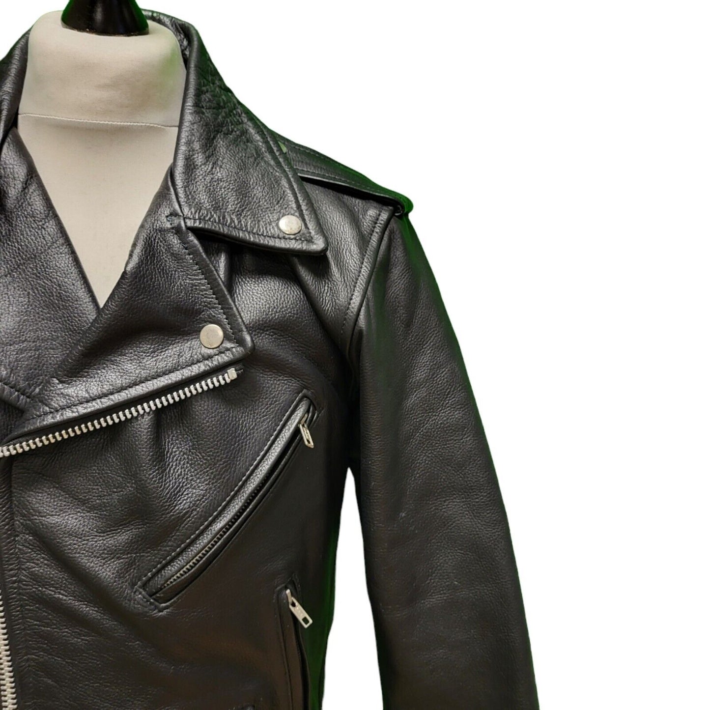 Warrior Soul Black Zipped Thick Leather Jacket Men's Uk S Eu 46 H386