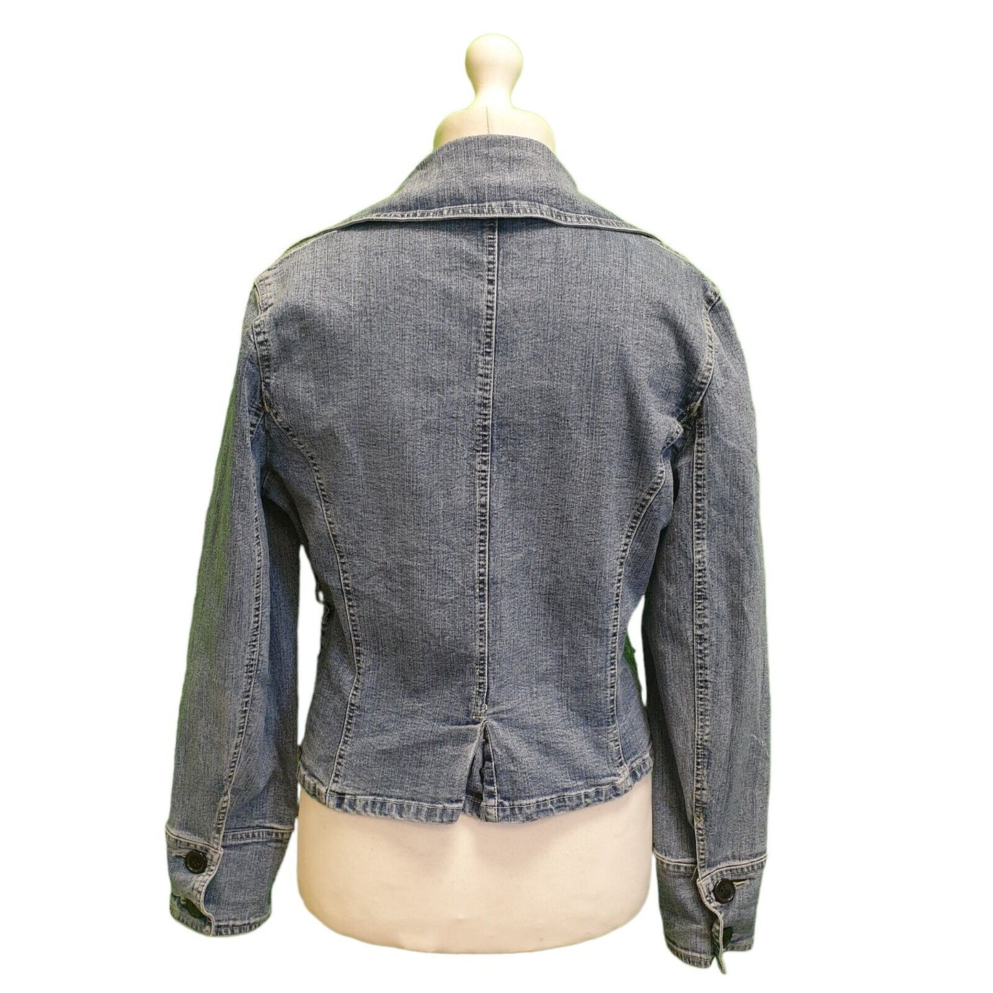 Cafe Theatre Blue Double Breasted Stretch Denim Jacket UK Women's 16-18 H788