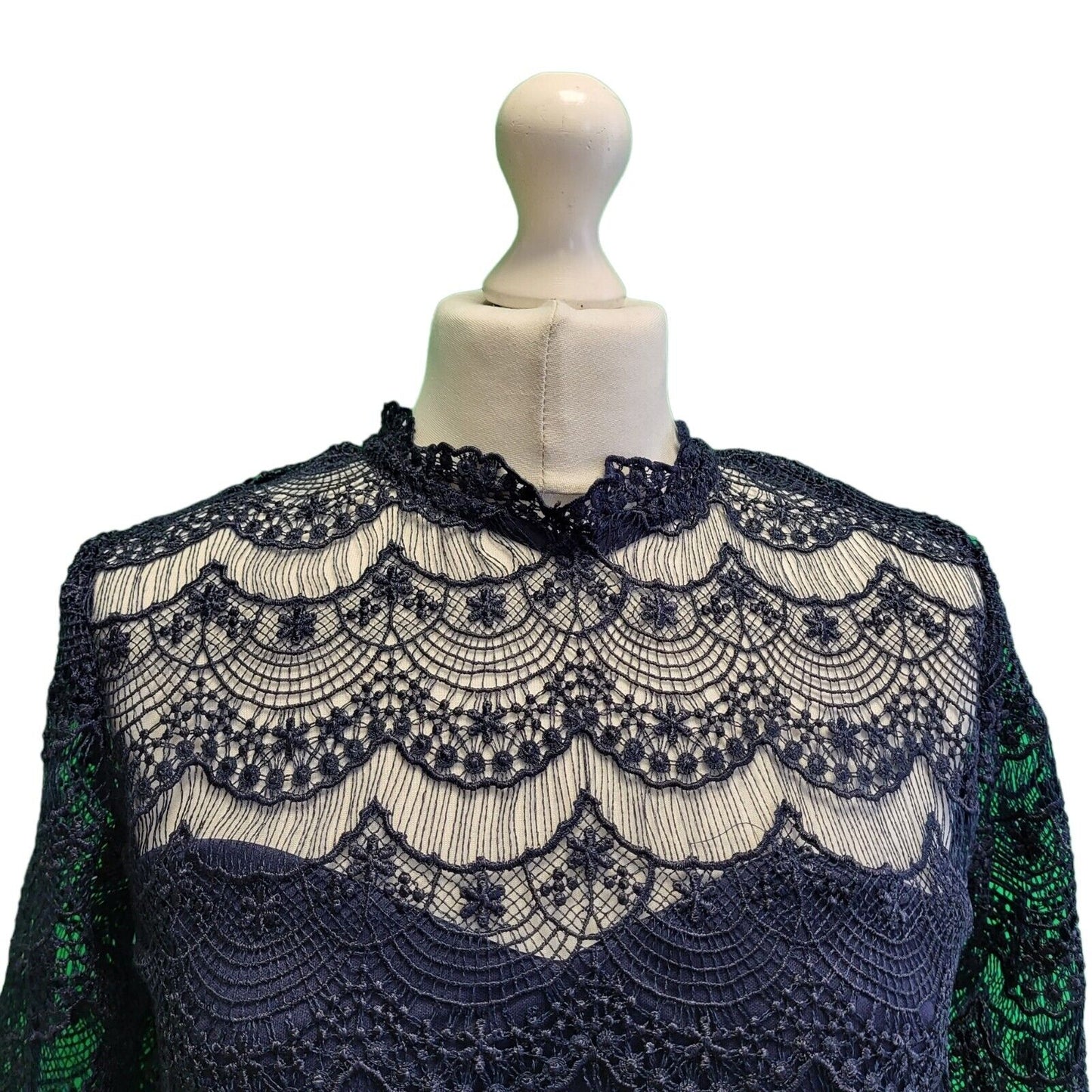 Paper Dolls Blue Lace Half Sleeve Evening Pencil Dress Women's BNWT UK 8 G823