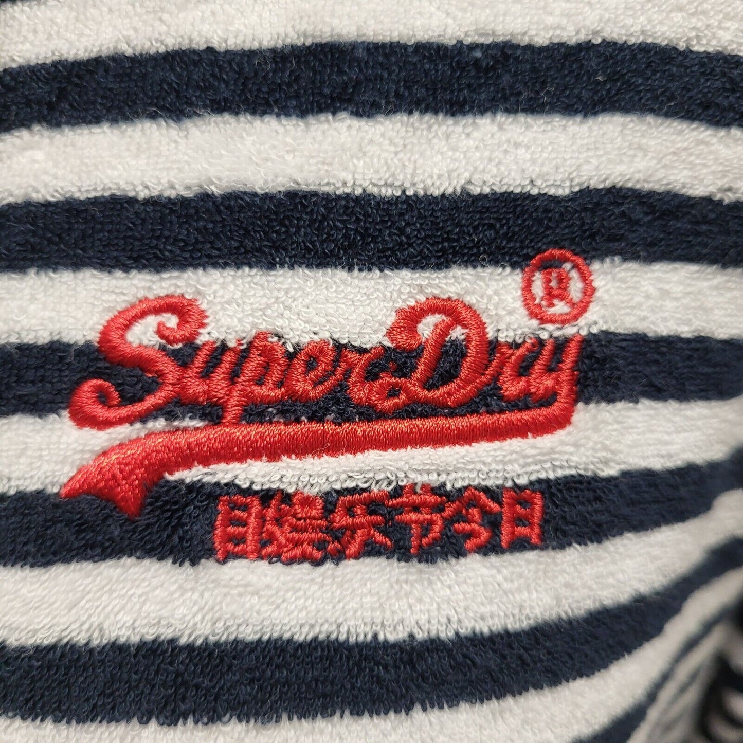 Superdry Hoodie Full Zip Blue White Striped Uk Women's Size 12 G418