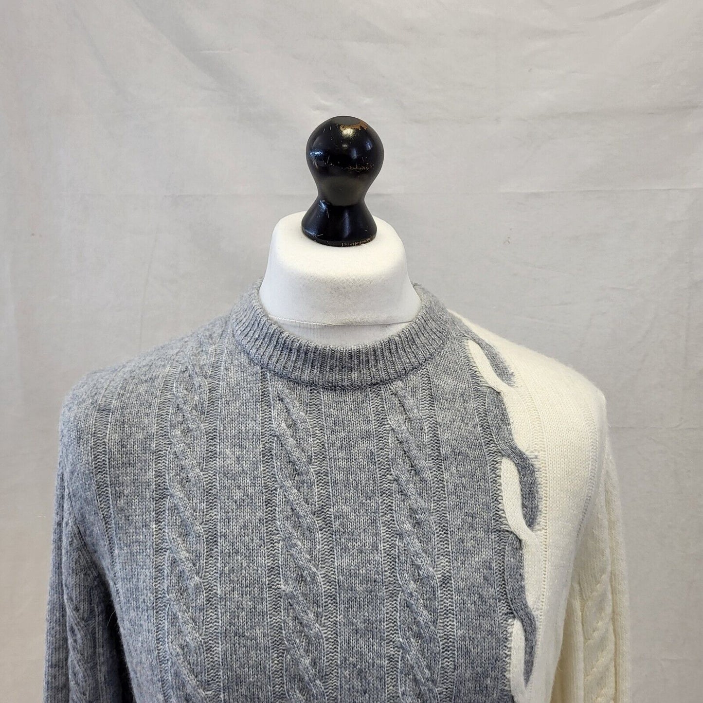 Reiss Grey White Crew Neck Jumper Uk Men's Medium Bnwt G502
