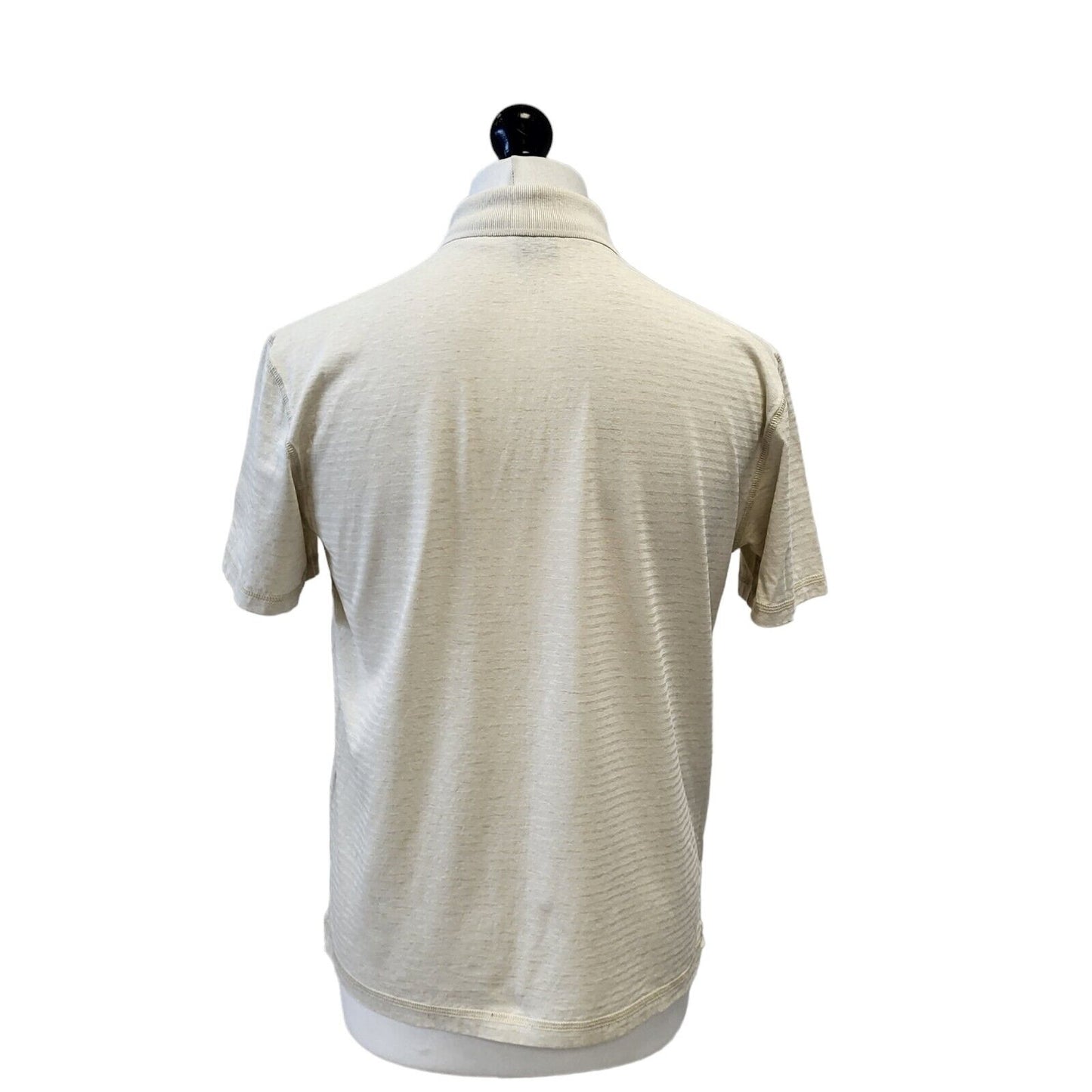 Hugo Boss Polo Top Cream Striped Short Sleeve Mens Size Uk Small G562