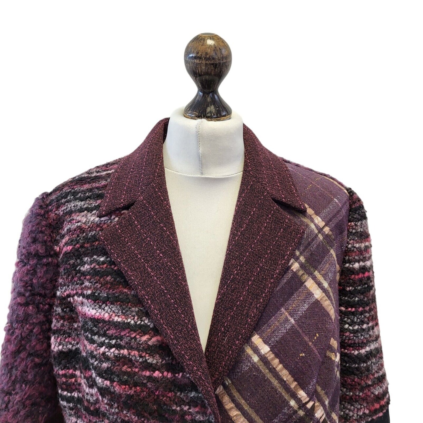Pastiche Purple Abstract Button Jacket Uk Women's 12 Eu 40 G256