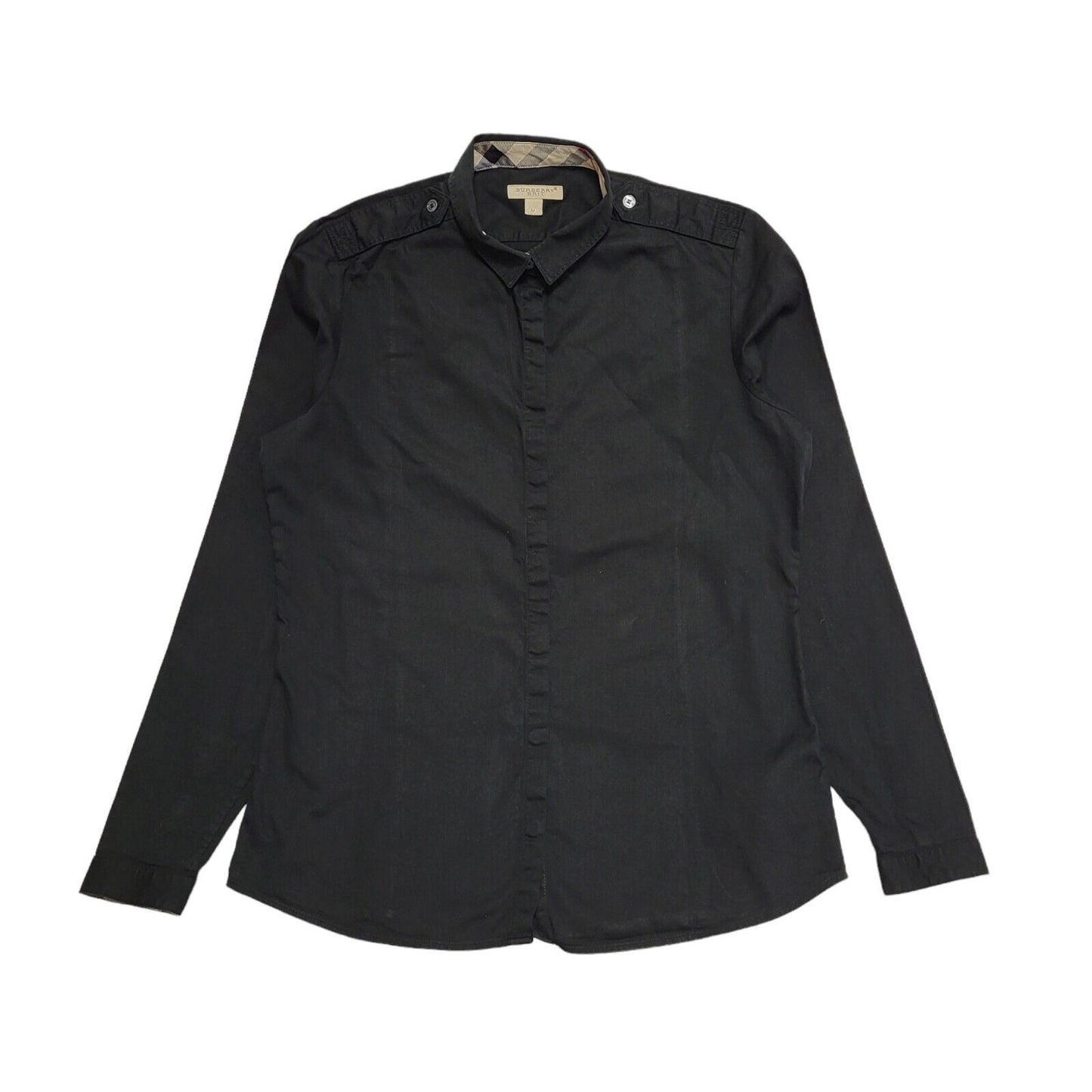 Burberry Brit Black Slim Fit Long Sleeve Shirt Uk Women's Medium BB394