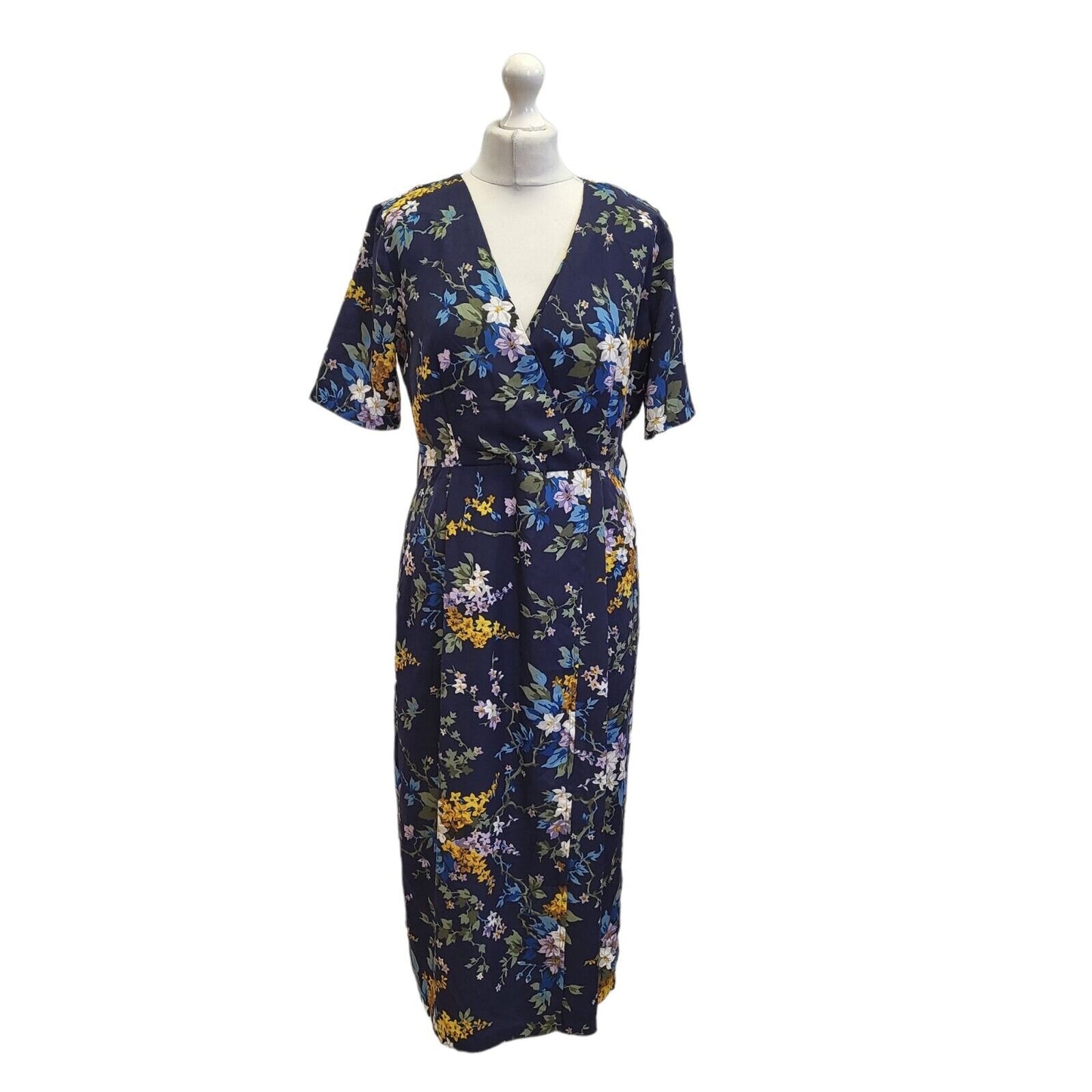 Warehouse Blue Trailing Floral Summer Midi Dress Uk Women's 12 Eu 40 Bnwt G108