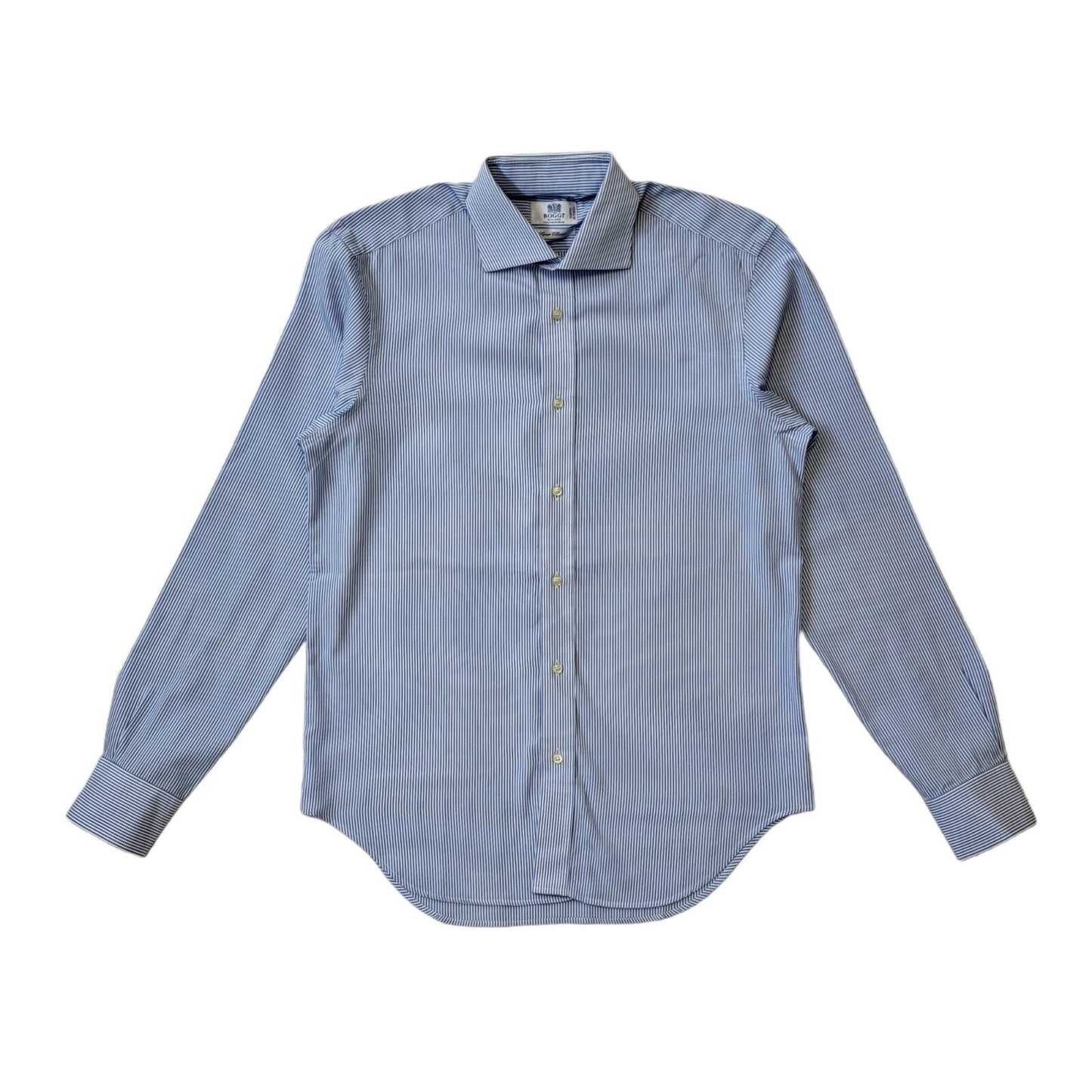 Boggi Milano Blue Striped Long Sleeve Shirt Uk Men's M Eu 50 G283