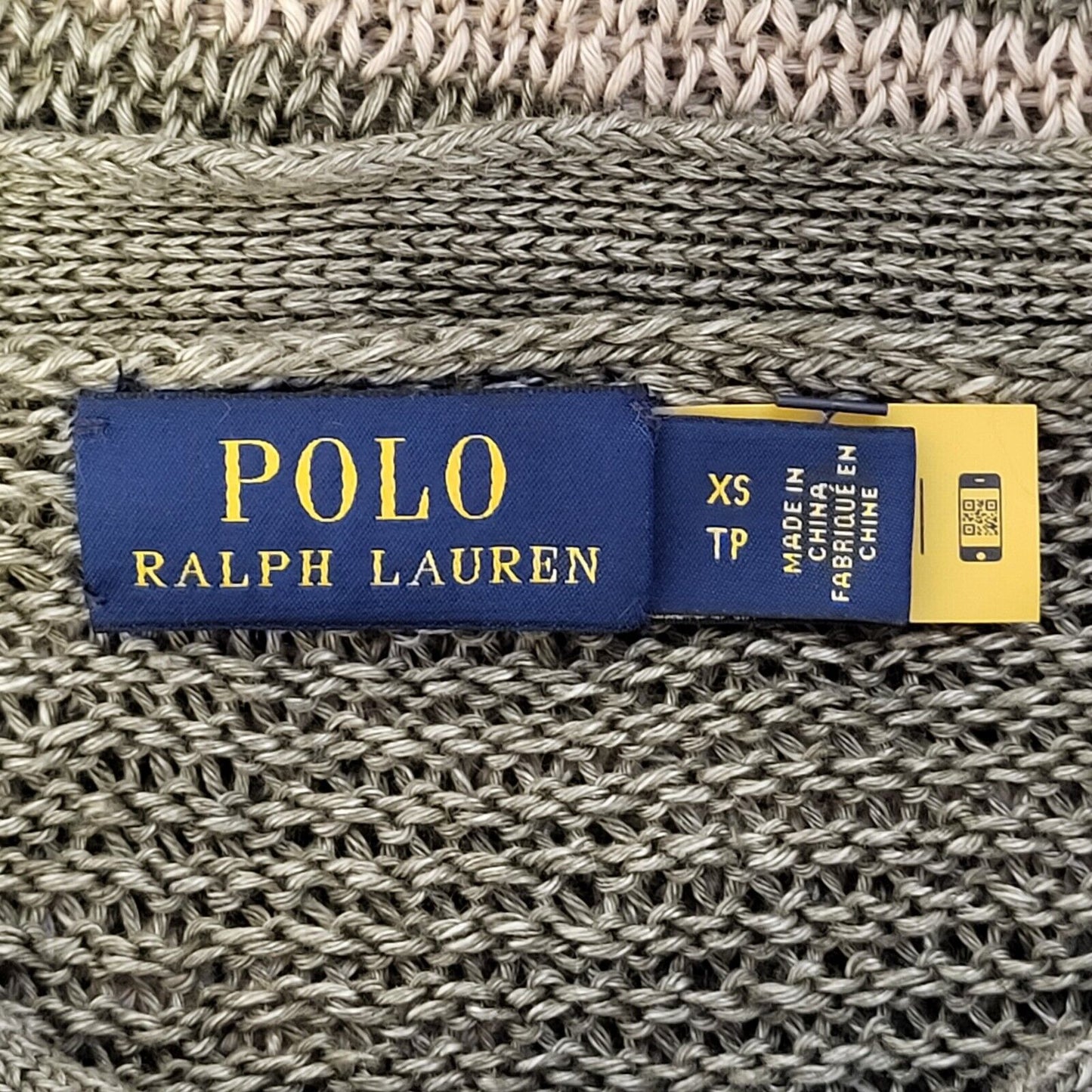 Polo Ralph Lauren Linen Green Round Neck Jumper Uk Women's XS Eu 34 G2