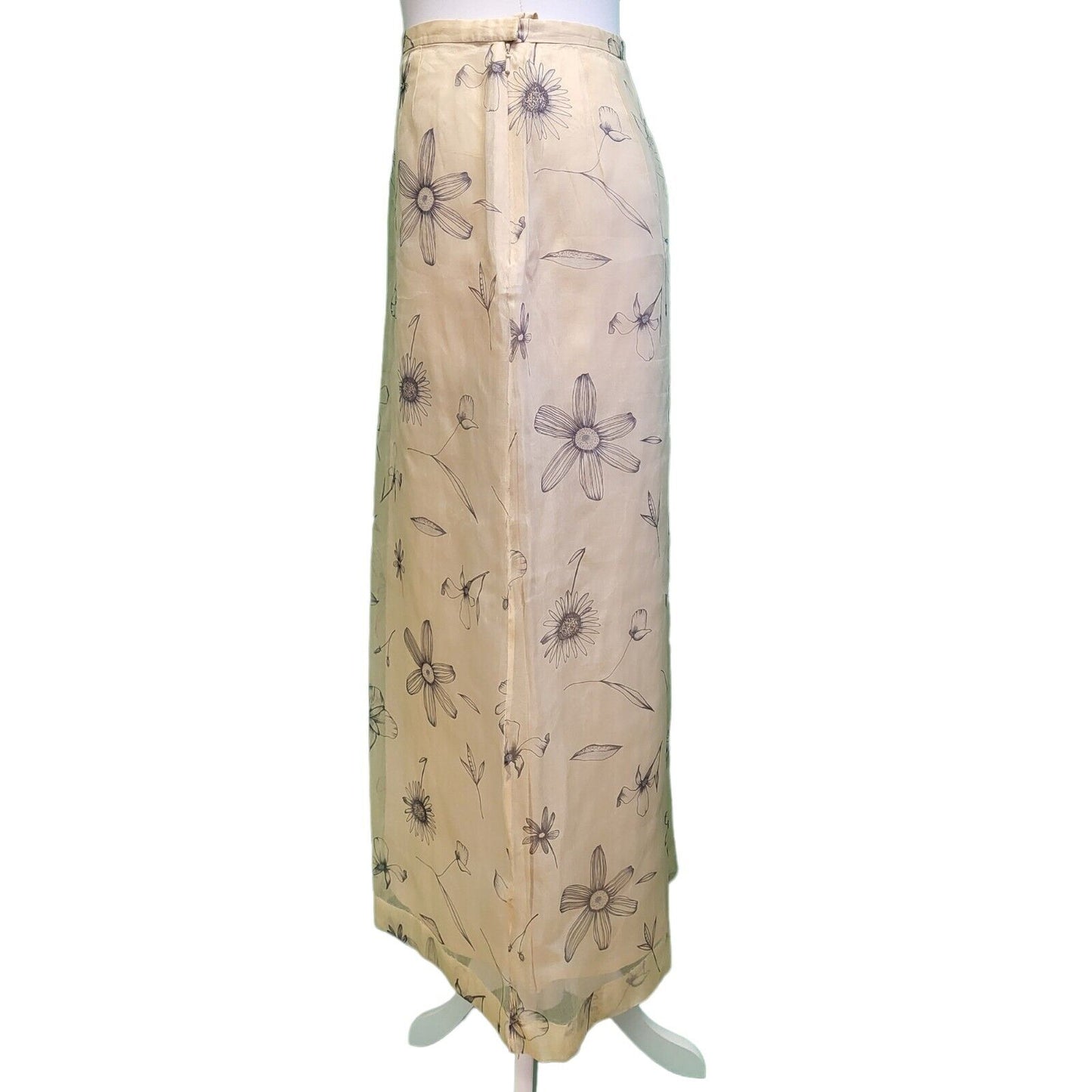Episode Studio Beige Floral Silk Pencil Skirt Women's UK L 12 W26 G812