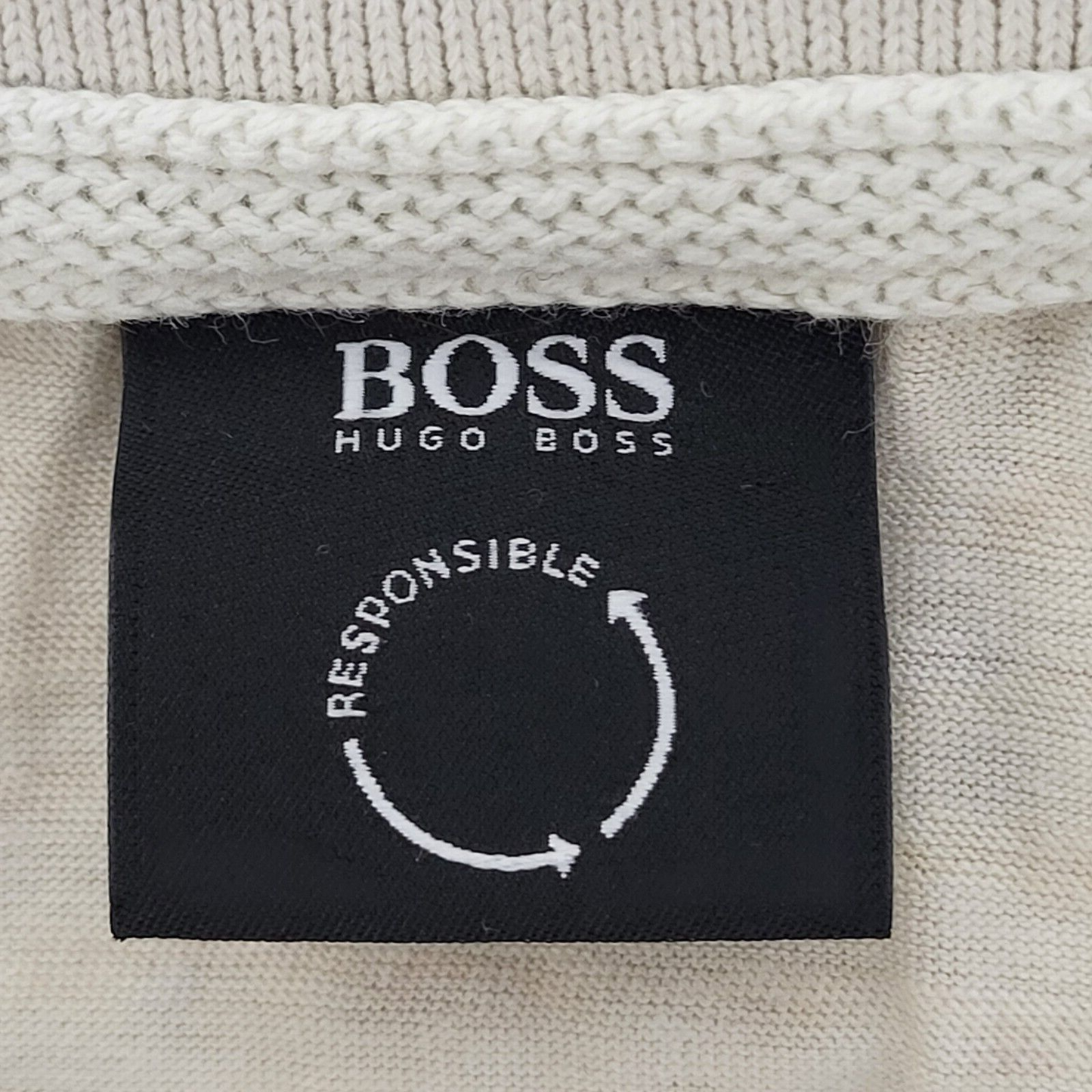 Hugo Boss Polo Top Cream Striped Short Sleeve Mens Size Uk Small G562