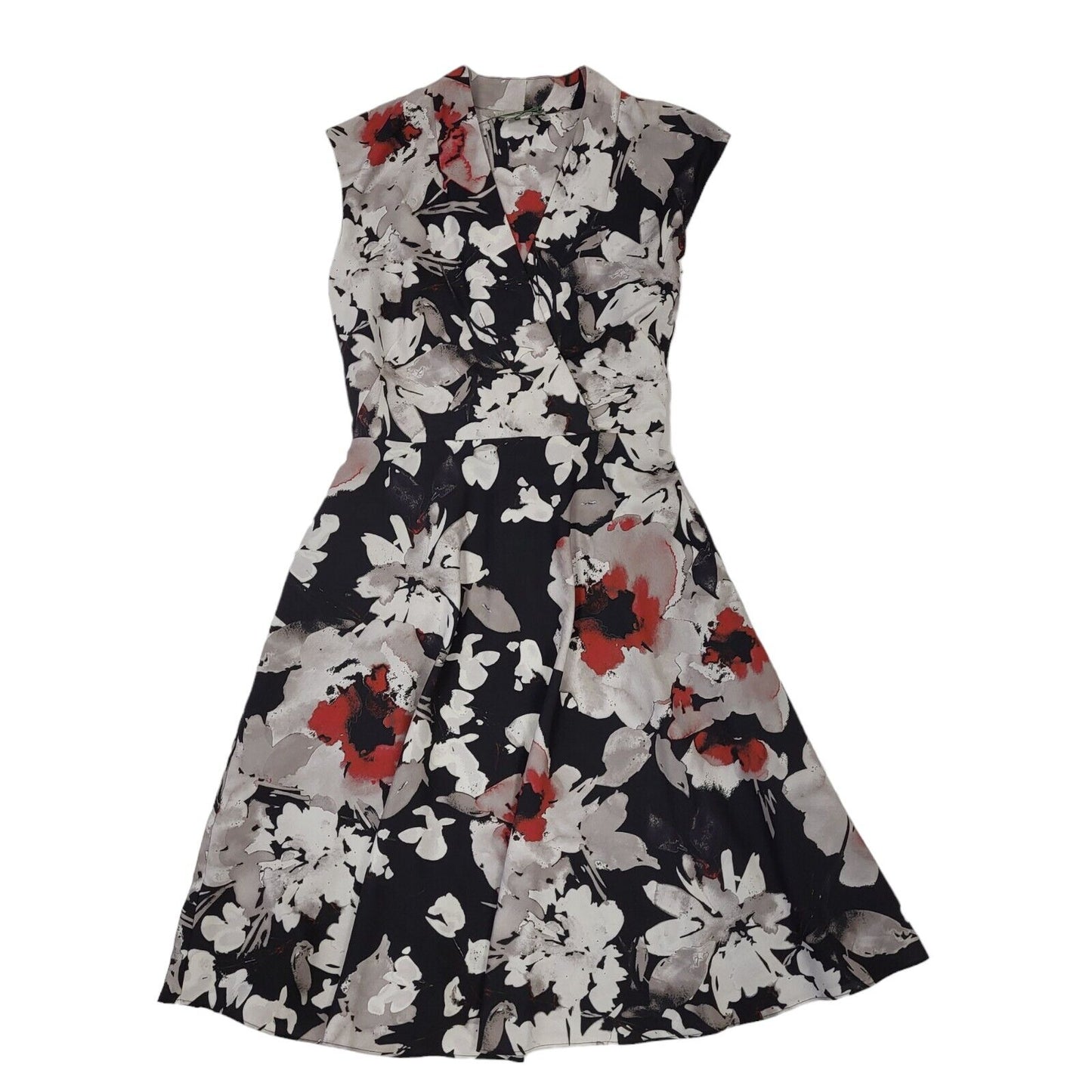 Hobbs Black Red Floral Sleeveless Fit & Flare Dress UK Women's 14 Bnwt BB338