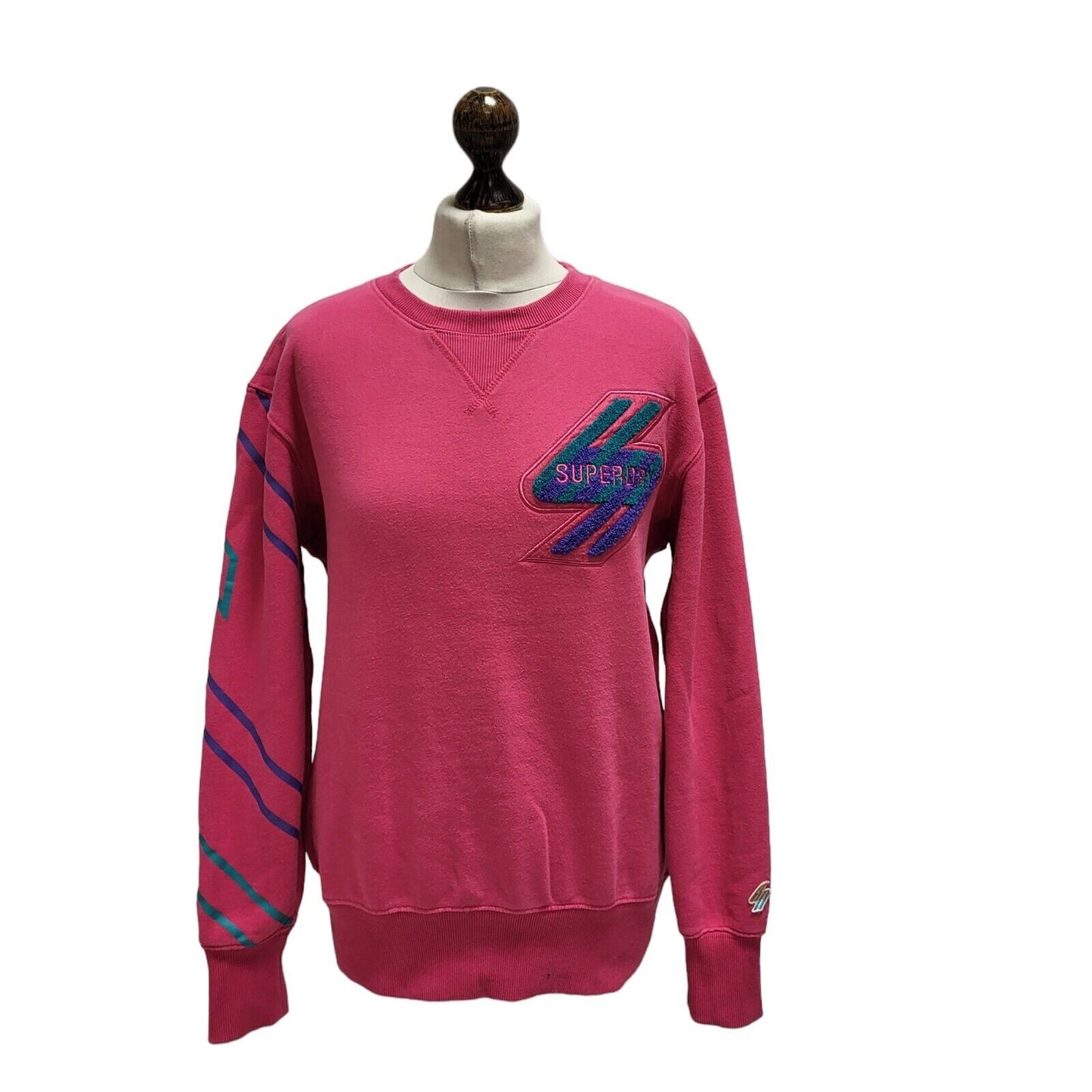 Superdry Sweatshirt Crew Neck Long Sleeve Pink Womens Size L G412