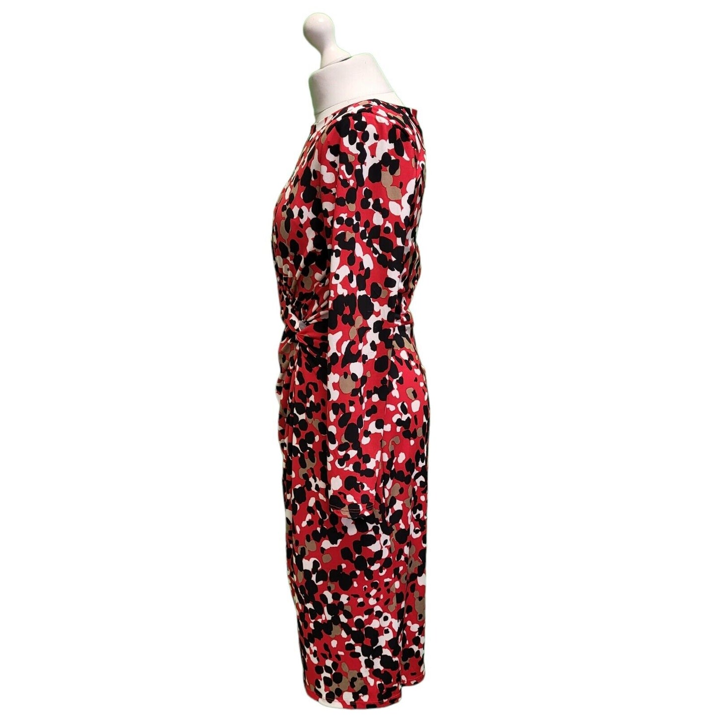 Alexon Red Black White Summer Print Wrap Dress UK Women's L 12 BNWT H756
