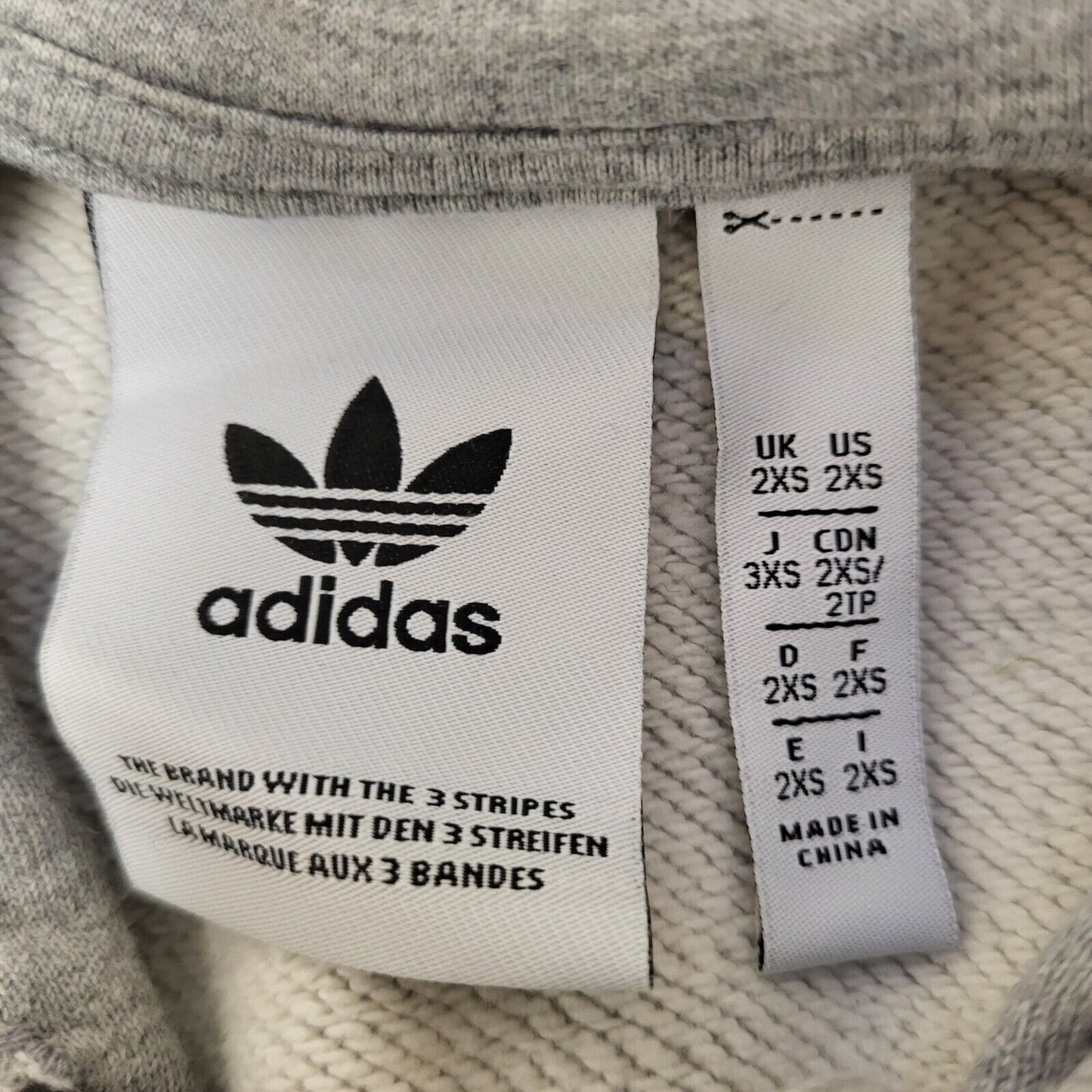 Adidas Sweatshirt Hoodie Drawstring Grey Uk Women's Size 2XS G415
