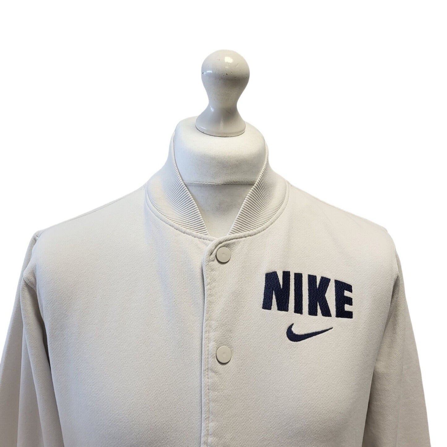 Nike White Snap Fasten Varsity Jacket Sports Top UK Men's Small G724
