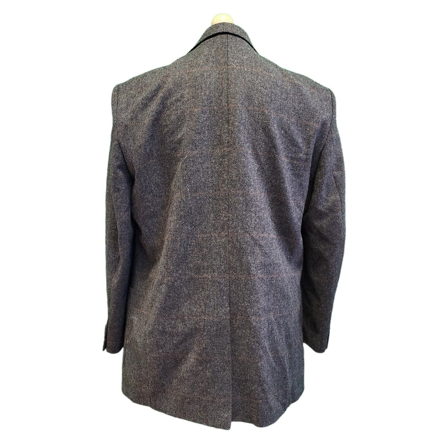Balmain Brown Grey Check Wool Collared Suit Blazer Jacket Men's uk XL H84