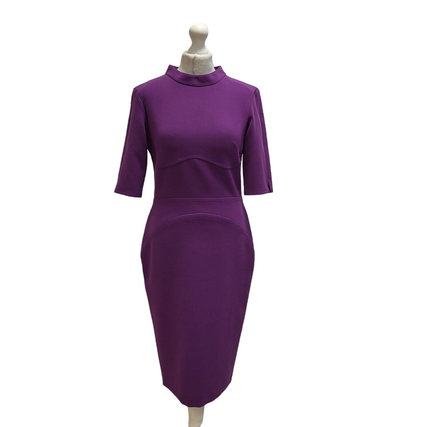 Fran Jane Purple Short Sleeve Bodycon Dress UK Women's 10 BB344