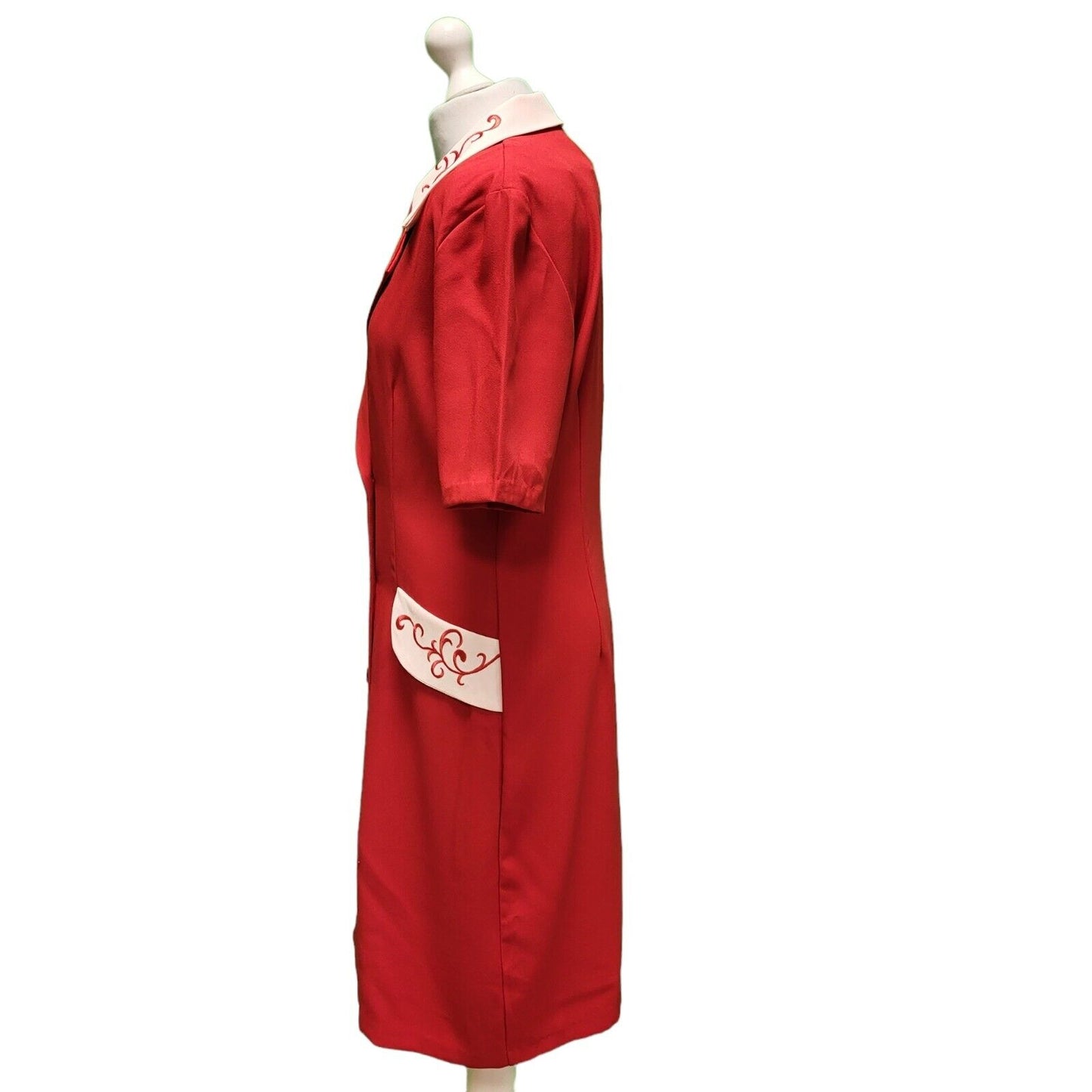Andrew Stassi Red White Button Double Breasted Dress Women's UK 14 H954