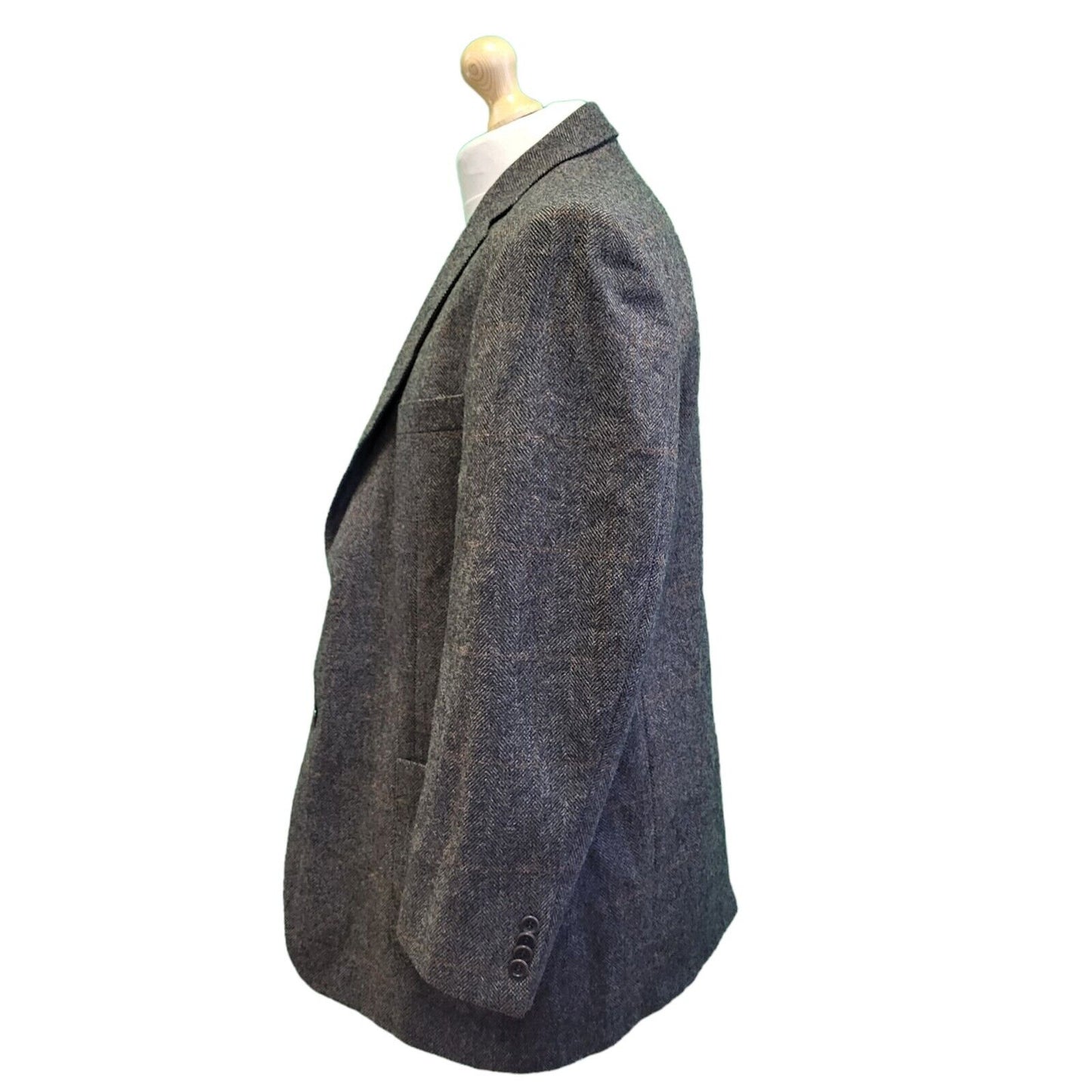 Balmain Brown Grey Check Wool Collared Suit Blazer Jacket Men's uk XL H84