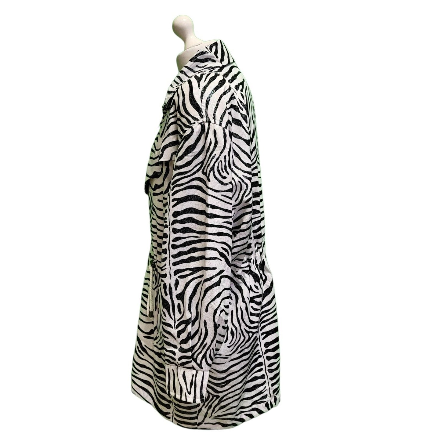 Ares White Black Zipped Collared Jacket UK Women's 16 H723