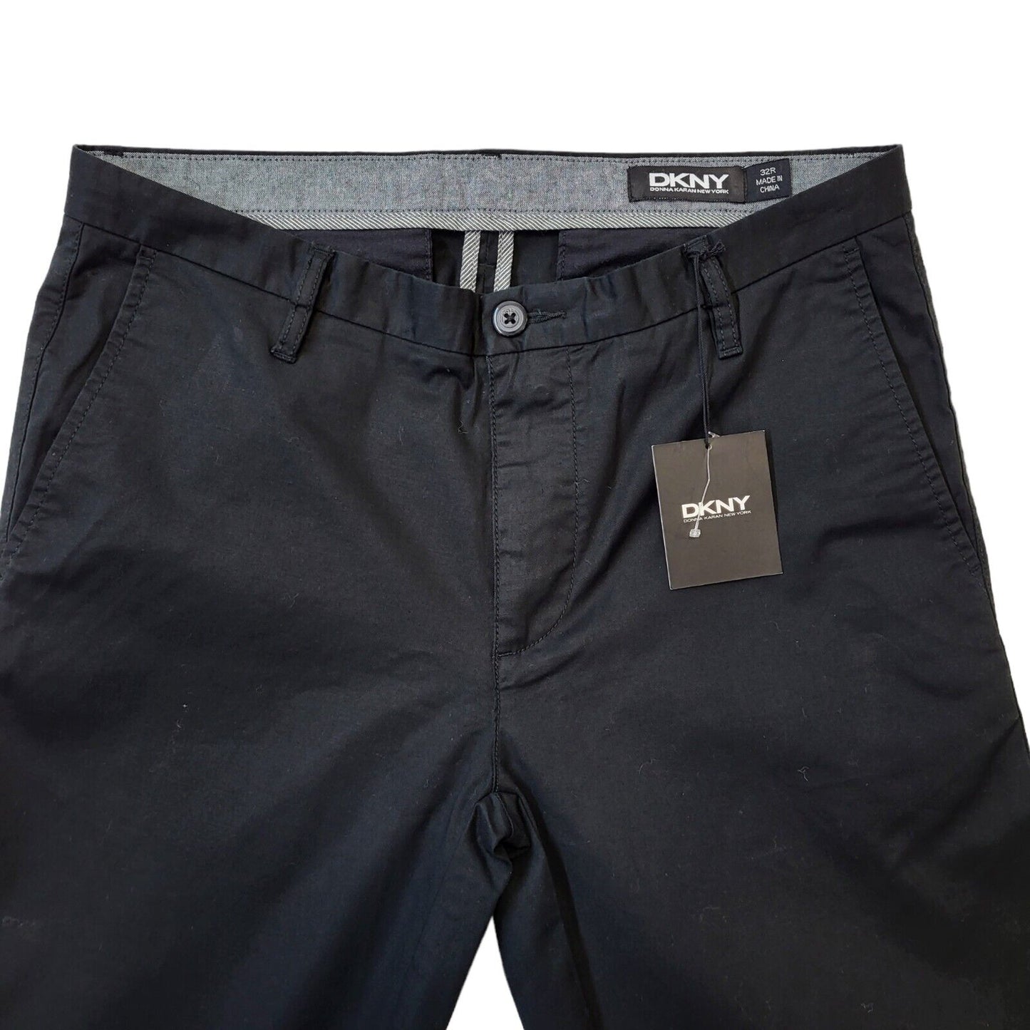 DKNY Black Straight Leg Trousers Uk Men's M W32 L34 Bnwt G203