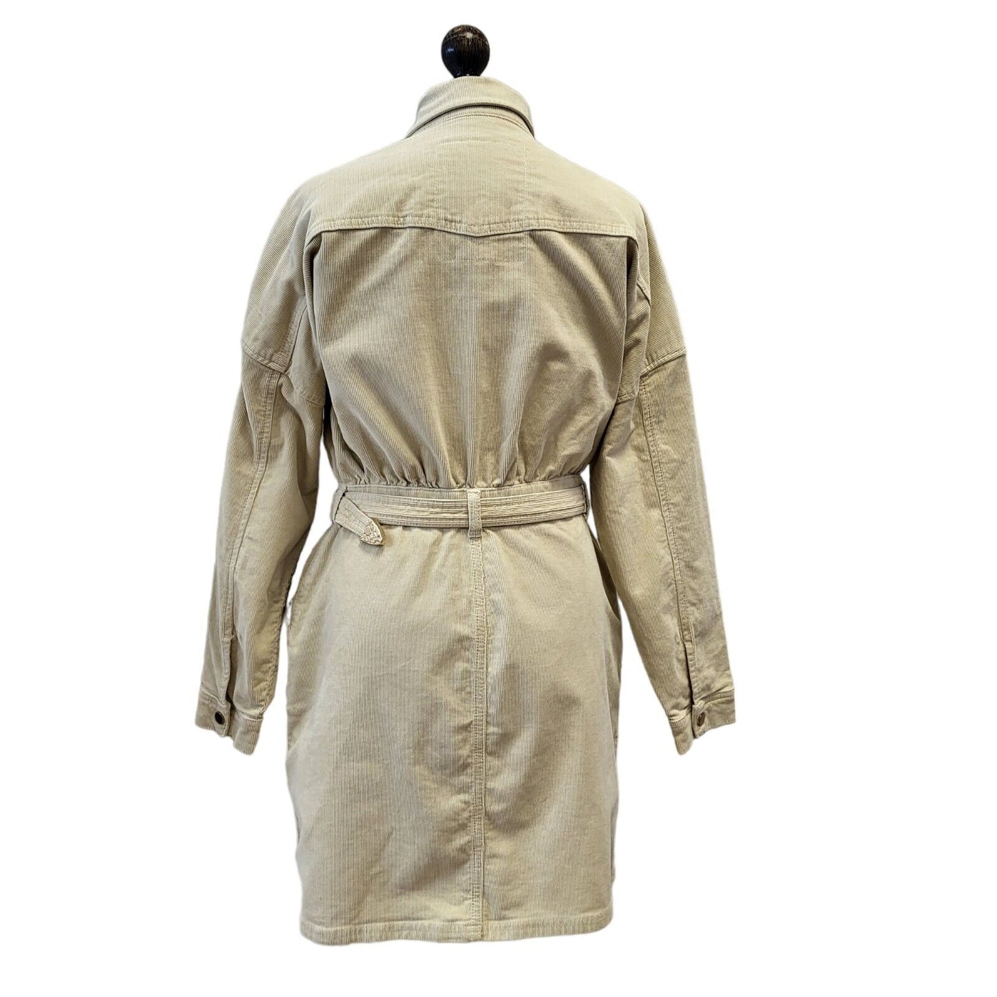 River Island Beige Corduroy Collared Belted Button Shirt Dress BNWT UK 14 G351