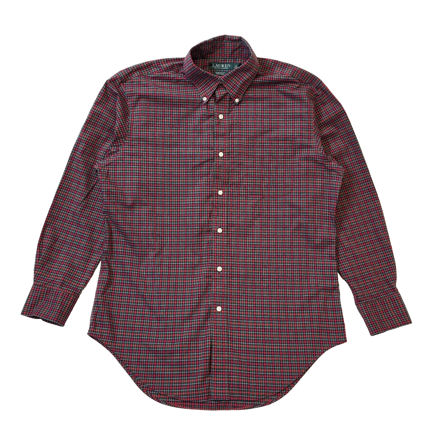Ralph Lauren Red Green Check Long Sleeve Shirt Uk Men's Medium G583