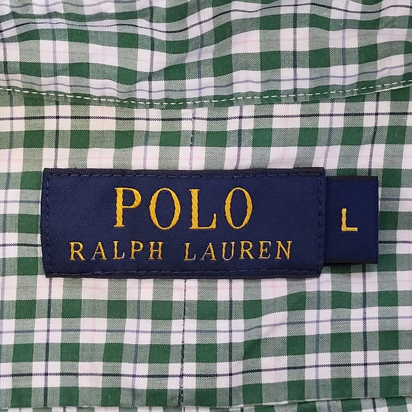 Polo Ralph Lauren Green White Check Long Sleeve Shirt Uk Men's Large G596